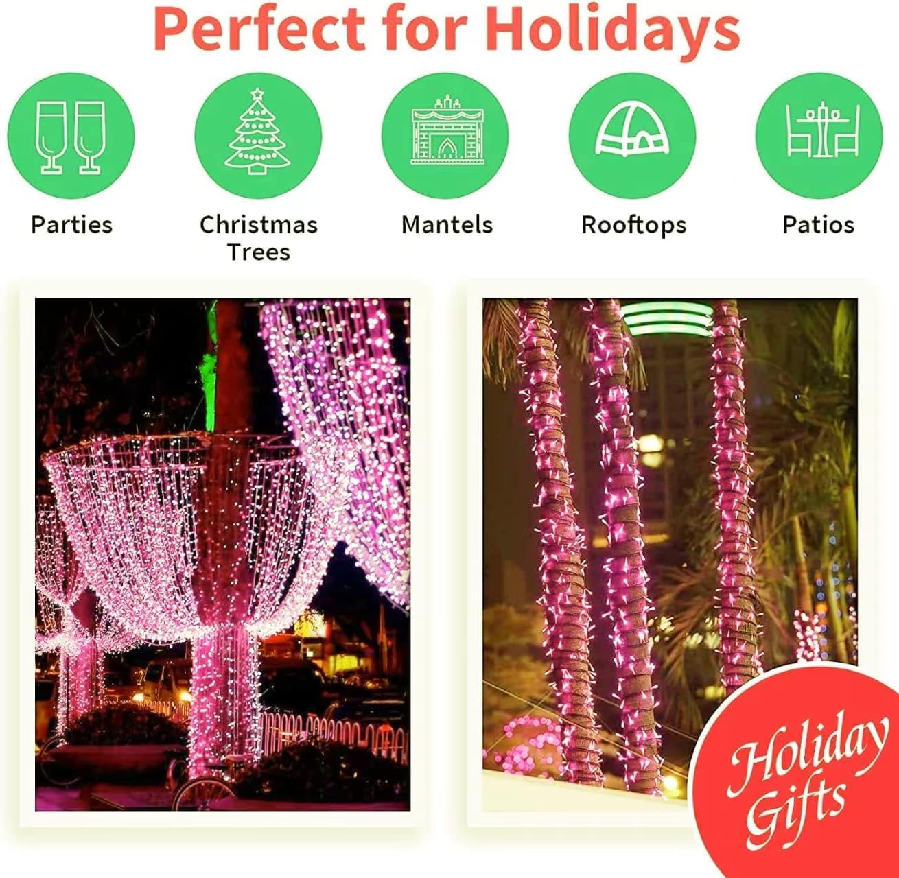 33ft Valentine's Day String Lights, Christmas Decorative Mini Lights, 100 LED Pink Fairy Starry String Lights Plug in, 11 Lighting Modes for Valentines Day Tree Decorations (Pink)