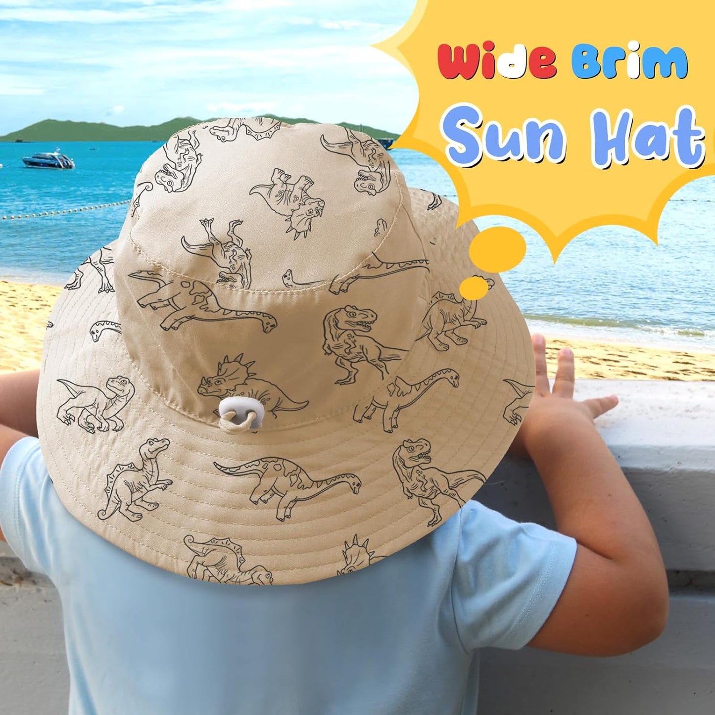 Baby Sun Hat Kids Summer UPF 50+ Toddler Bucket Hat Wide Brim Adjustable Beach Hats for Boys Girls Age 0-6 Years