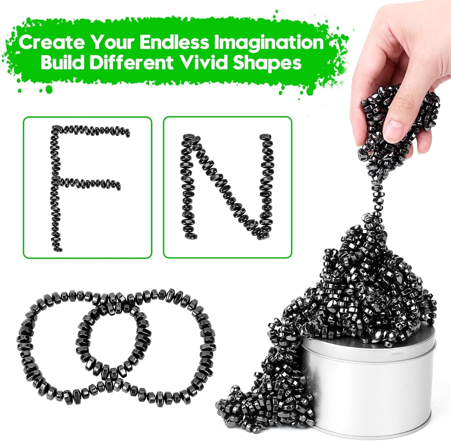 Magnetic Balls, Adult Fidget Toys, Crags Ferrite Putty Stones, Magnetic Fidget Toy, Mini Magnetic Balls, Magnetic Beads Cool Desk Gadgets, Metal Putty Fidget Magnets Gift for Adults (Black, 1000 PCS)