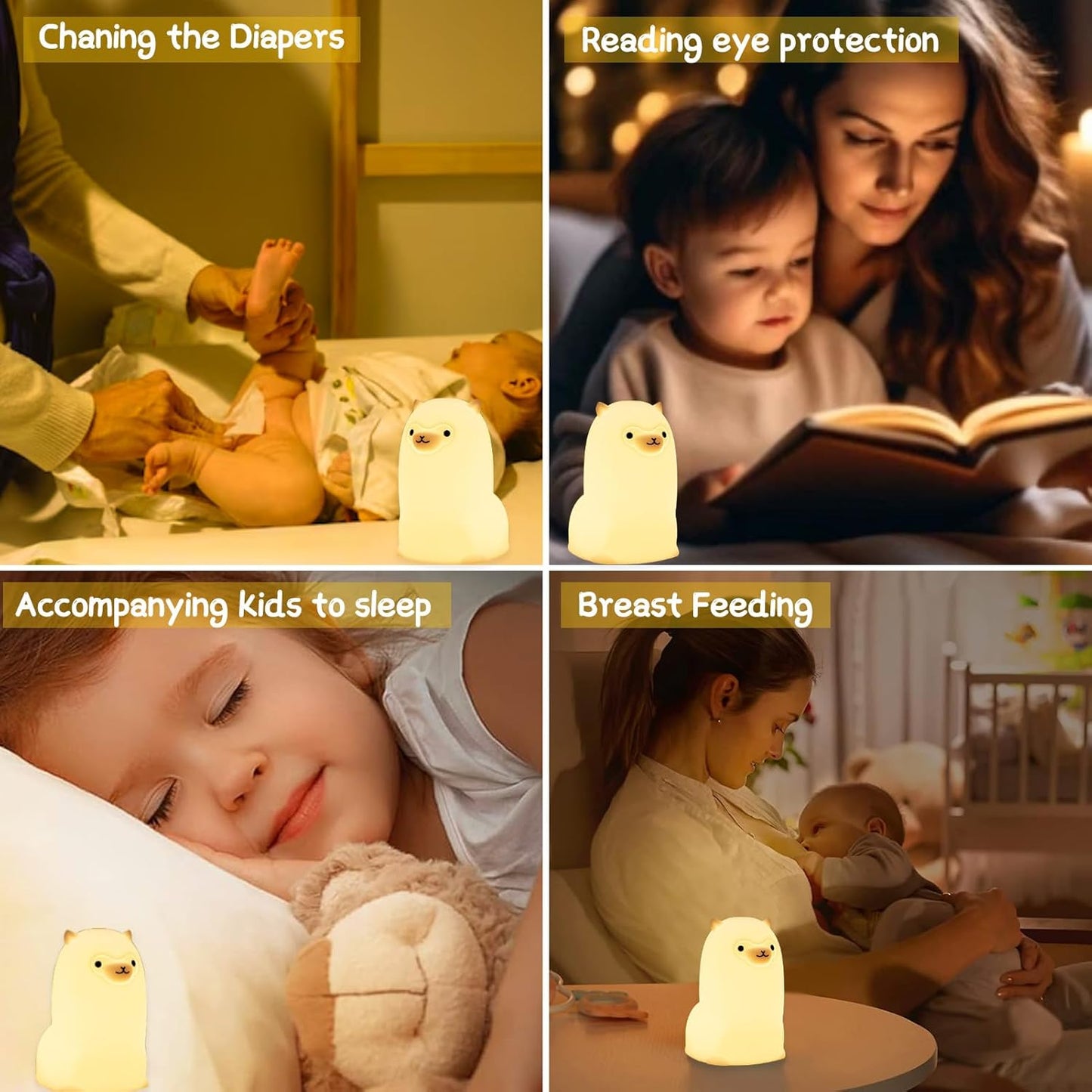 Tremdwoto Alpaca Night Light for Kids,7 Color Baby Nightlight with Touch Control & 1H Timer, Battery Operated Soft Animal Night Light for Nursery, Toddler Room Decor, Gift for Girls, Boys, Women