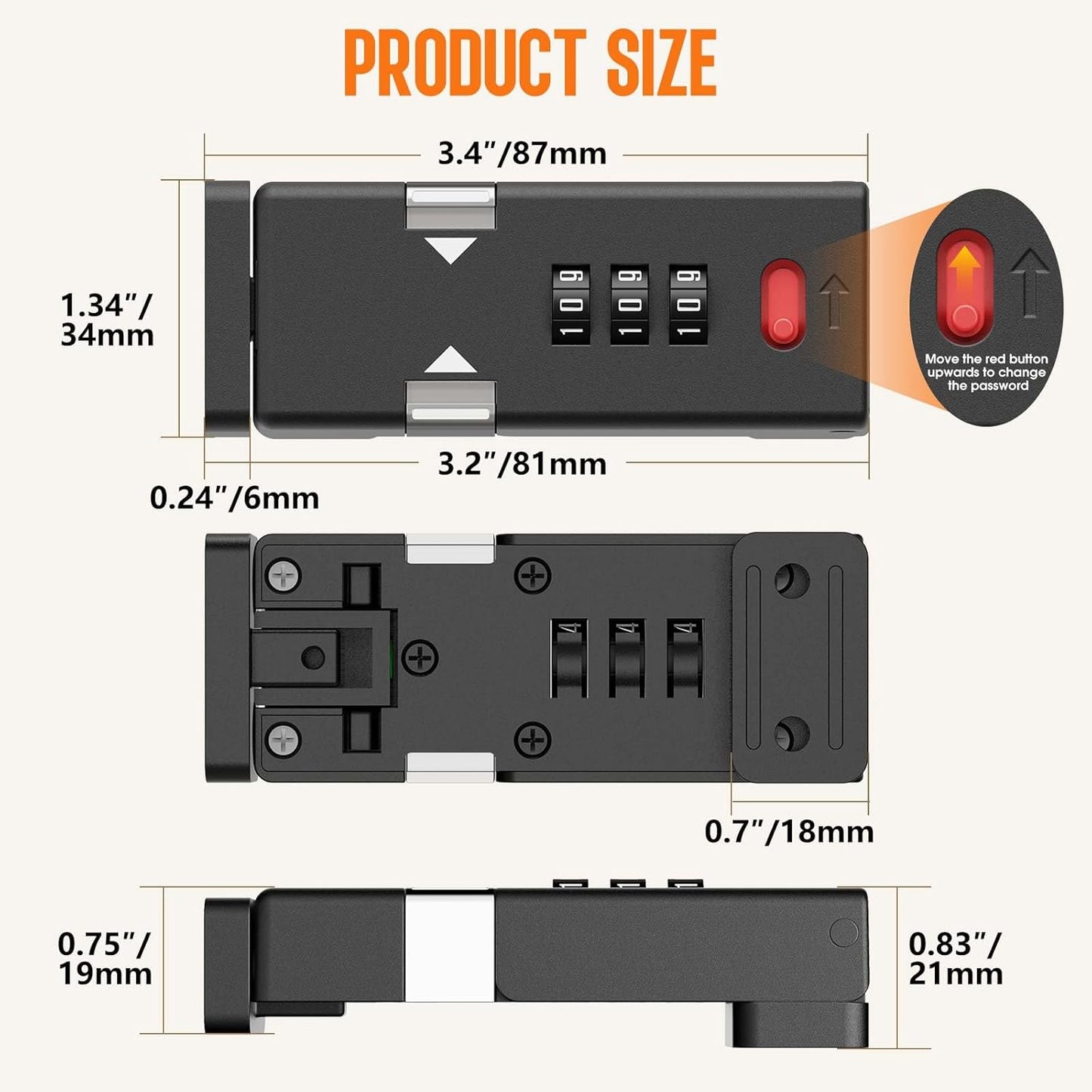 Keyless Cabinet Lock,Cabinet Password Locks with Luminous,3-Digit Combination Door Lock for Drawers, Barn Door, Bathroom, Outdoor, Closet, Fence,Protect Privacy(1PCS,Black)
