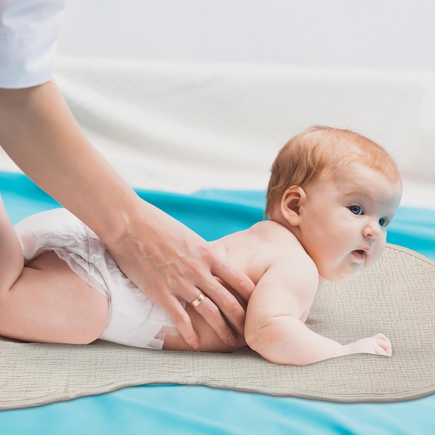3 Pcs Changing Pad Liners Fits in Peanut Shape Changing Pad Waterproof Diaper Mats Organic Cotton Peanut Mats are Warm on a Baby's Back, Washable Reusable(Checker Style,Brown)
