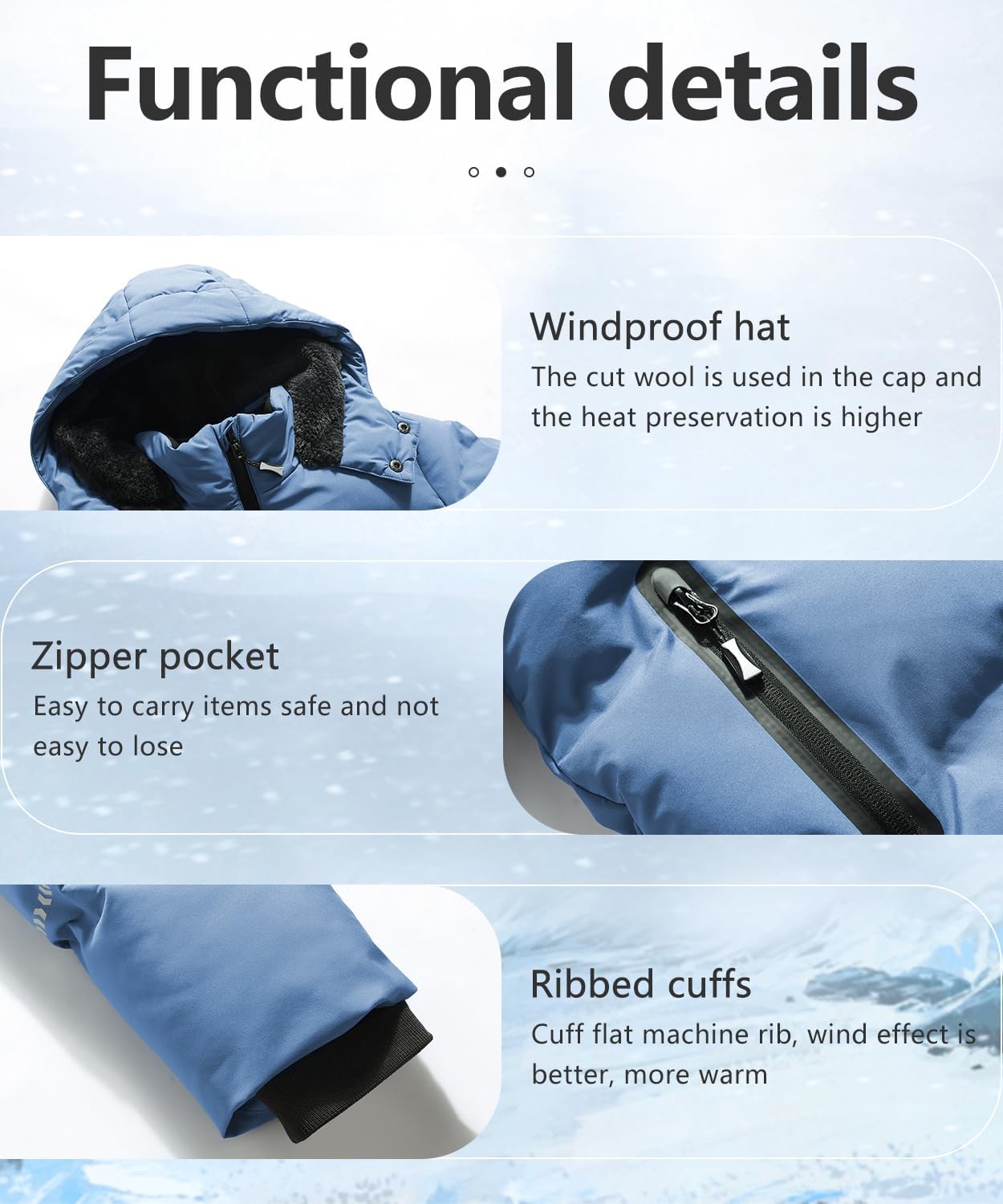 Kids Boy's Winter Coat Fleece Lined Waterproof Jacket Puffy Cotton Coat Thick Hooded Down Outdoor Coats