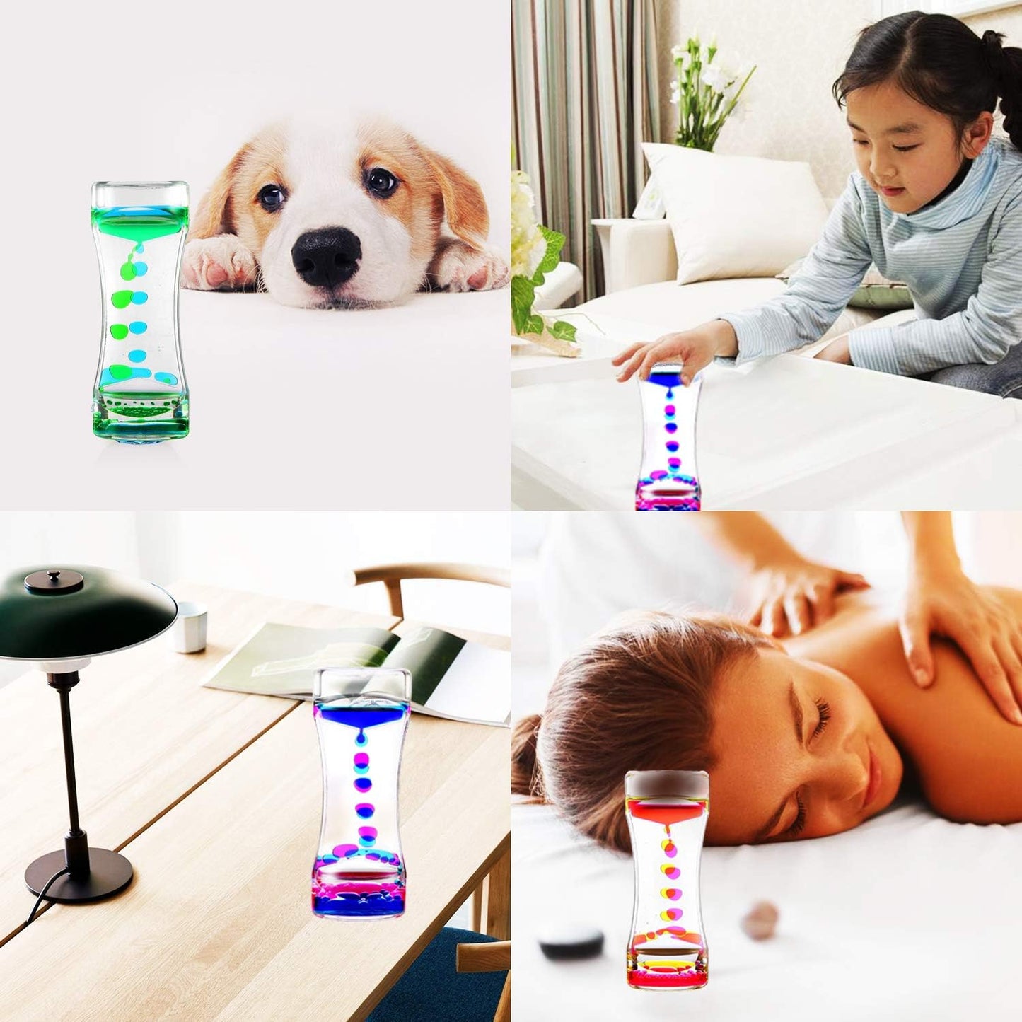 YUE MOTION Liquid Motion Bubbler Visual Sensory Toys, 2 Minute Liquid Timer– New Big Calming Sensory Bubbler Toy- Colorful Liquid Hourhlass for Stocking Stuffers, Easter Basket Stuffers(Pack of 2)