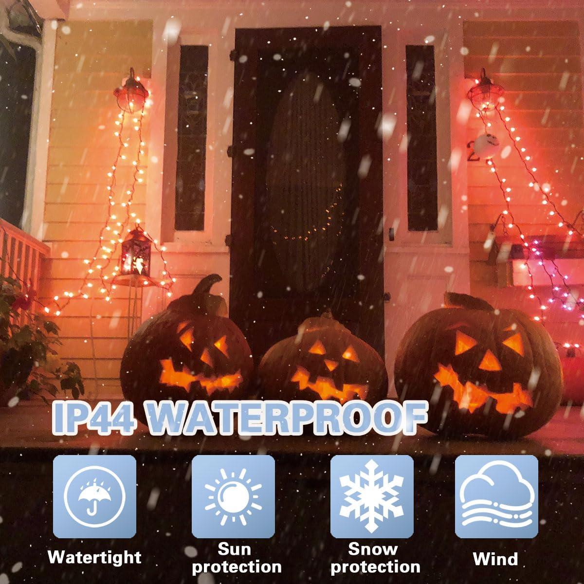 66FT Halloween Decorative Mini Lights, 200 LED Green Wire Fairy Starry String Lights Plug in, 11 Lighting Modes, for Halloween Decoration Outdoor Xmas Tree Party Decoration (Orange)