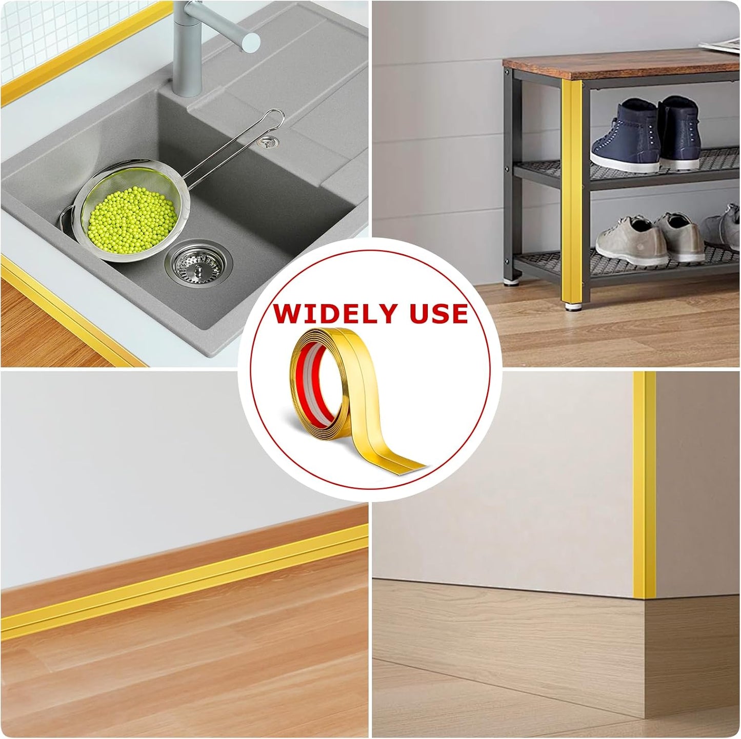 Flexible Wall Corner Protector Moulding Trim Peel and Stick Wall Corner Guards Edge Protector Self Adhesive Molding Trim Strip for Edge Ceiling (Gold, 2.4 in x 20 Ft)