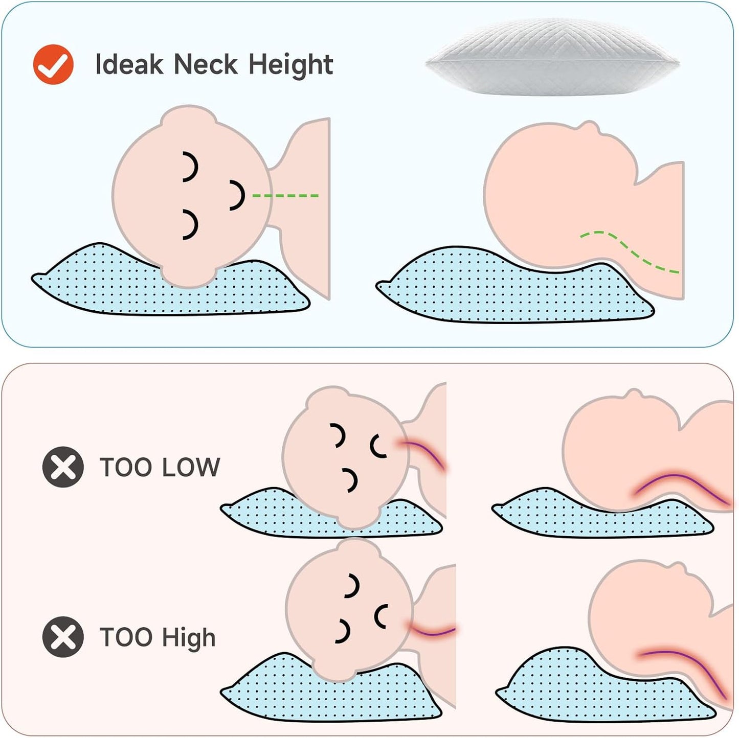 Memory Foam Toddler Pillow Pack of 2,20X14' Kids Pillow with Machine Washable Pillowcase Rayon Derived from Bamboo,Adjustable Height Toddler Pillows for Sleeping 2-6 Years Old(White)