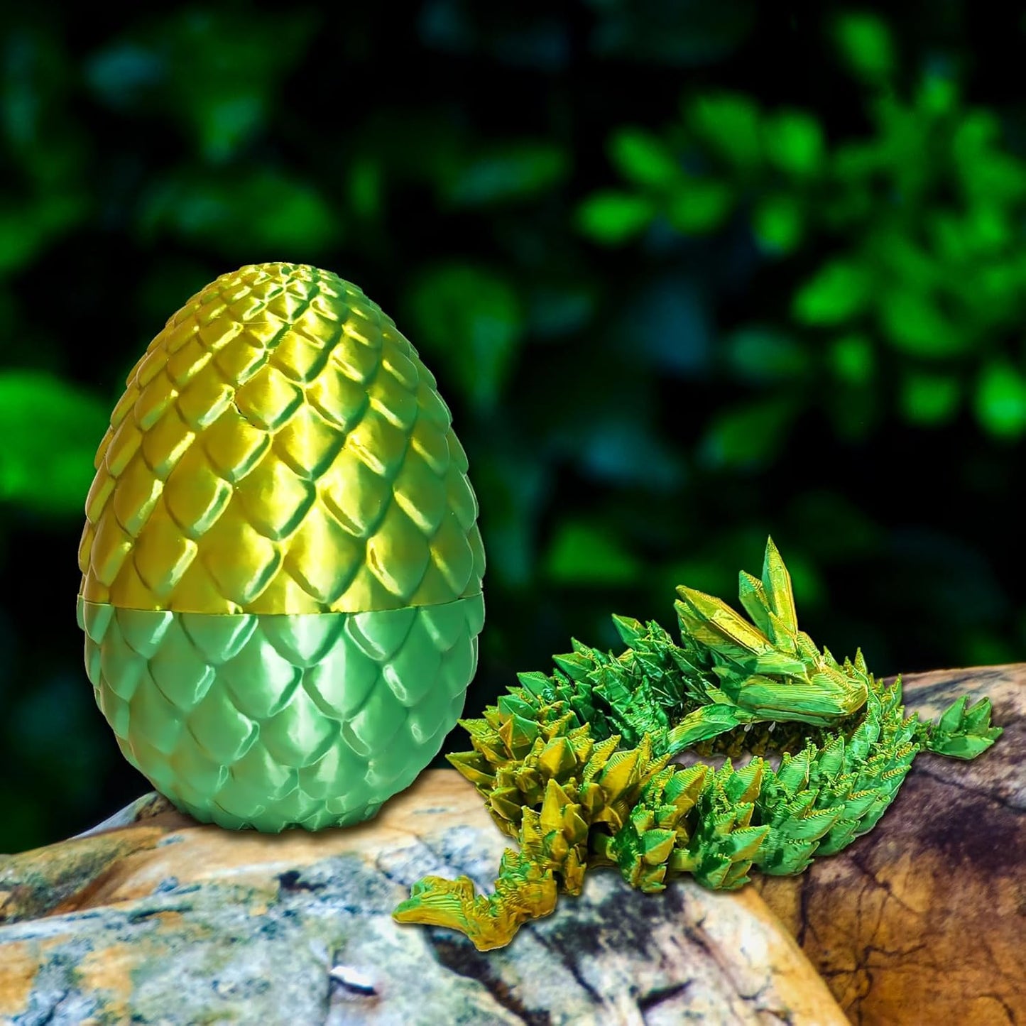 Dragon Egg ,Dragon Egg Fidget Surprise Toy with 3D Printed Dragon, Dragon Eggs with Dragon Inside Fidget Toy, 12" Dragon and Dragon Egg Toy Gifts for Autism and ADHD. (Laser Yellow Green)