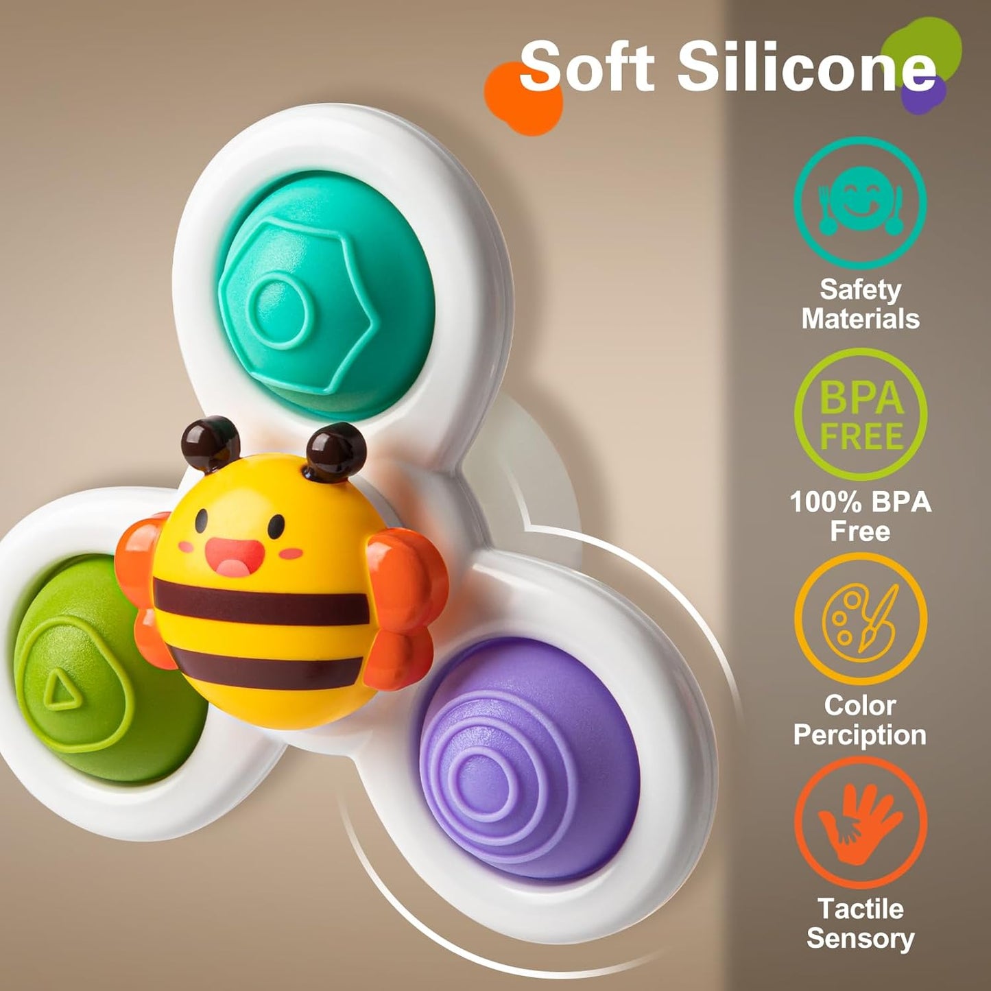 TOHIBEE 3PCS Suction Cup Spinner Toys for 1 2 Year Old Boys Spinning Toys 12-18 Months Sensory Toys for Toddlers 1-3 First Birthday Baby Gifts for Girls