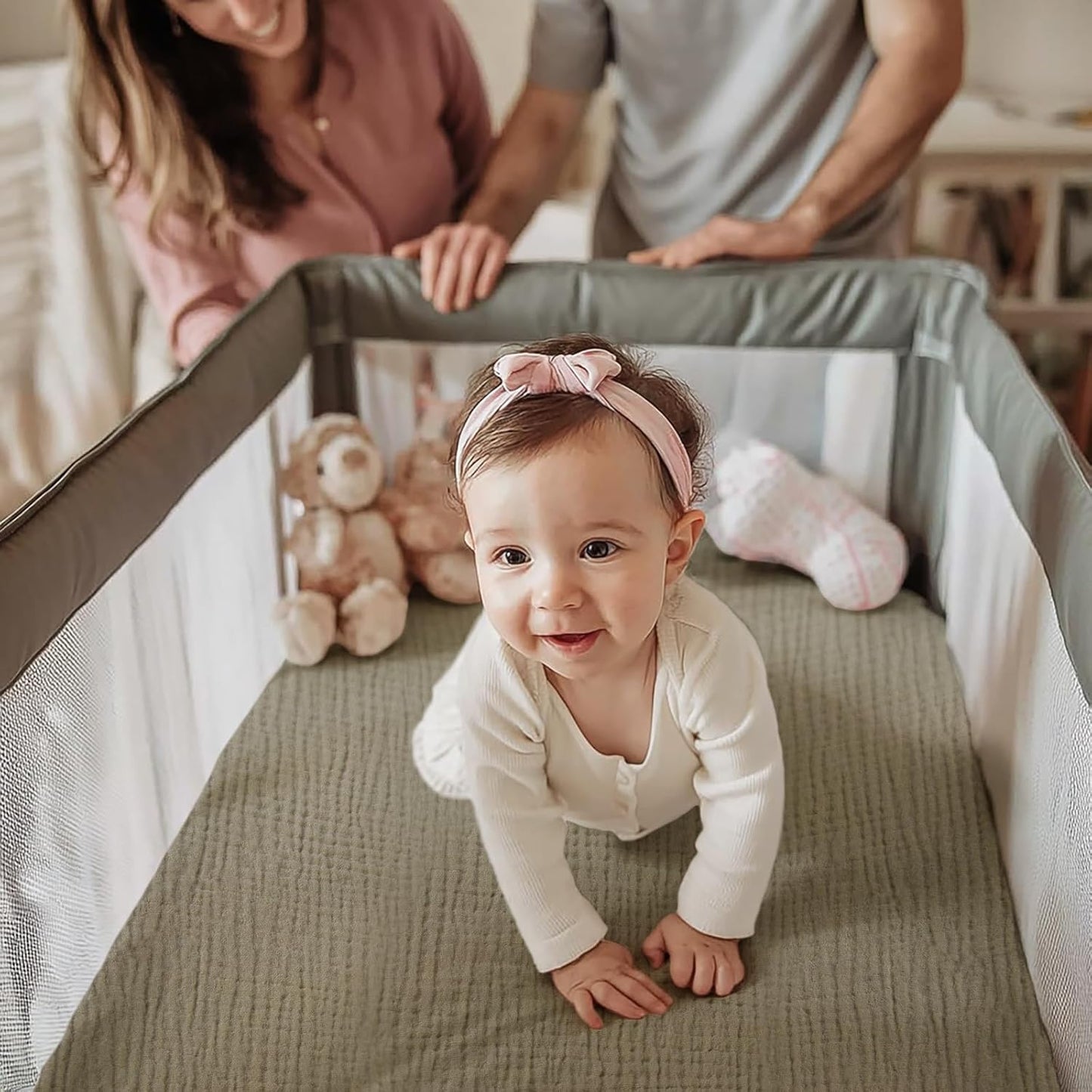 lulumoon Pack and Play Sheets Muslin: Cotton Fitted Sheets for UPPAbaby Pack N Play - Soft Playard Sheets for Boys and Girls 2Pack