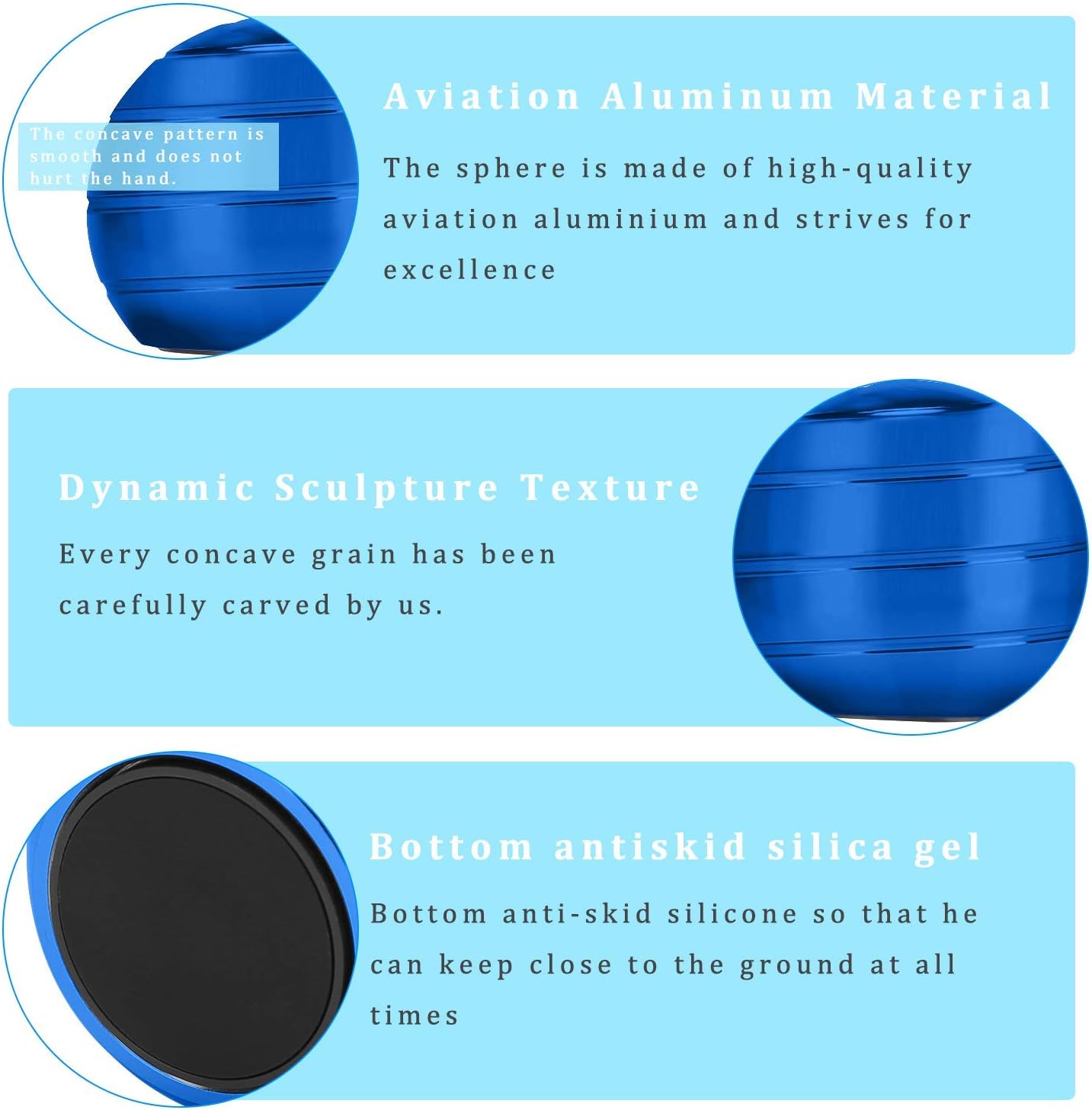 Desktop Ball Transfer Gyro Aluminum Alloy Kinetic Desk Toy Stress Relief Office Executive Gadgets Metal Ball Full Disassembly Rotary Decompression Toy(Blue, S 38mm Ball)