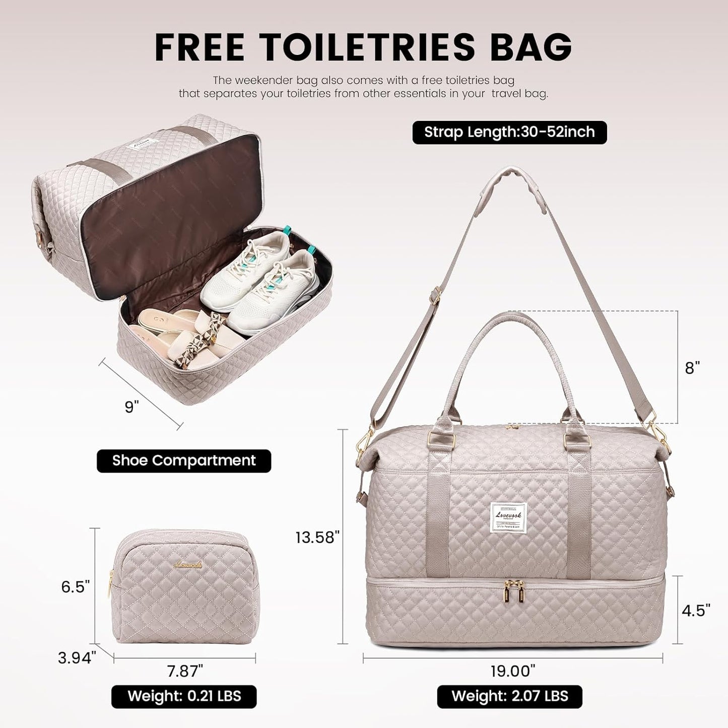 LOVEVOOK Travel Duffle Bag,Weekender Bags for Women with Shoe Compartment,Carry on Overnight Bag with Toiletry Bag,Gym Duffel Bag with Wet Pocket, Hospital Bags for Labor and Delivery