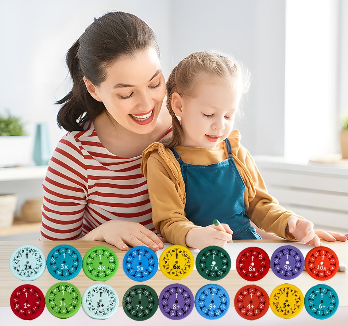 Math Facts Fidget Spinners, Math Facts Fidget Spinners for All The Stimmers, Multiplication Chat Game Fidget Toys for Adults Kids (Add Or Subtract 9pcs)