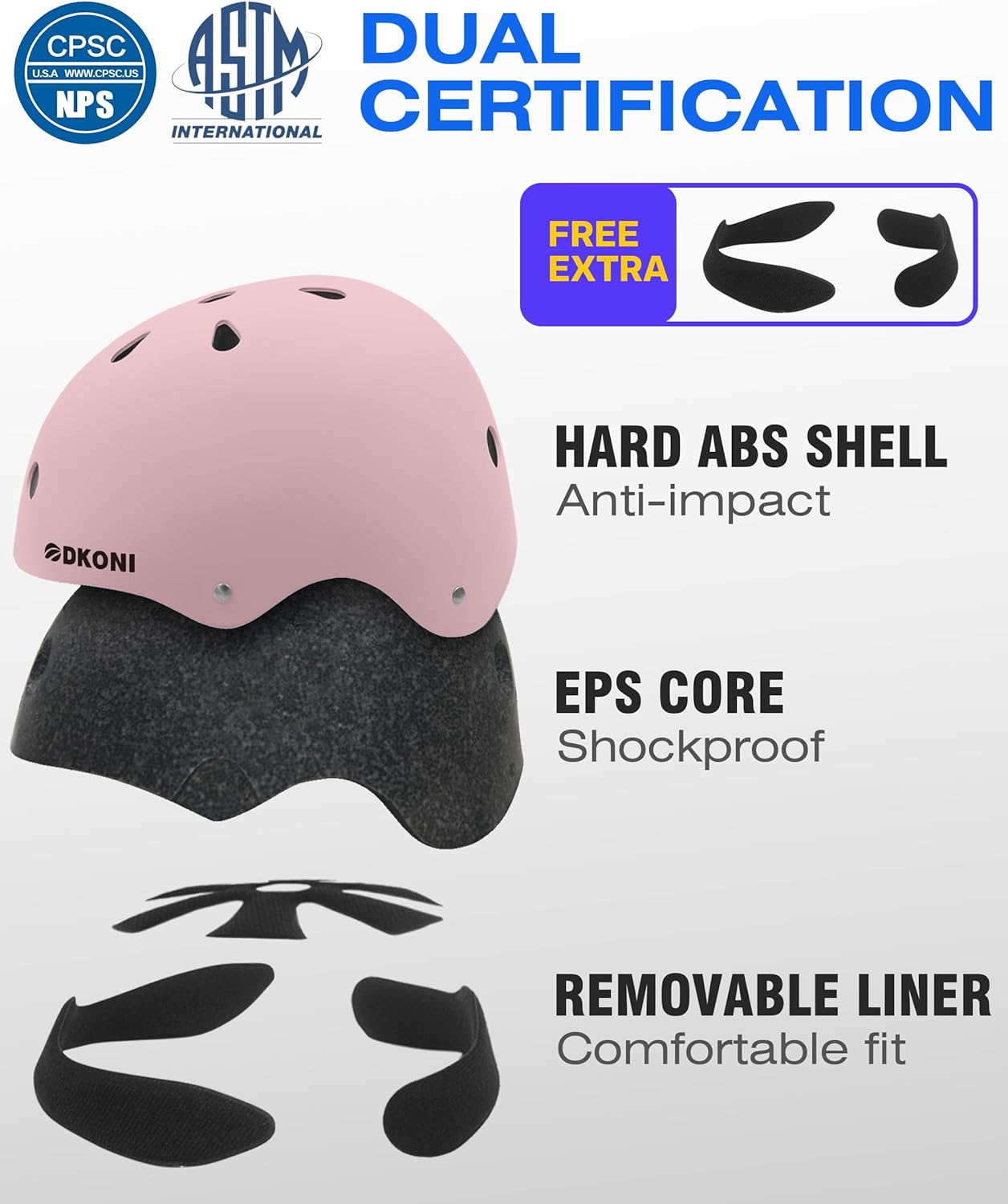 Kids Bike Helmet, Adjustable and Multi-Sport, from Toddler to Youth, 3 Sizes