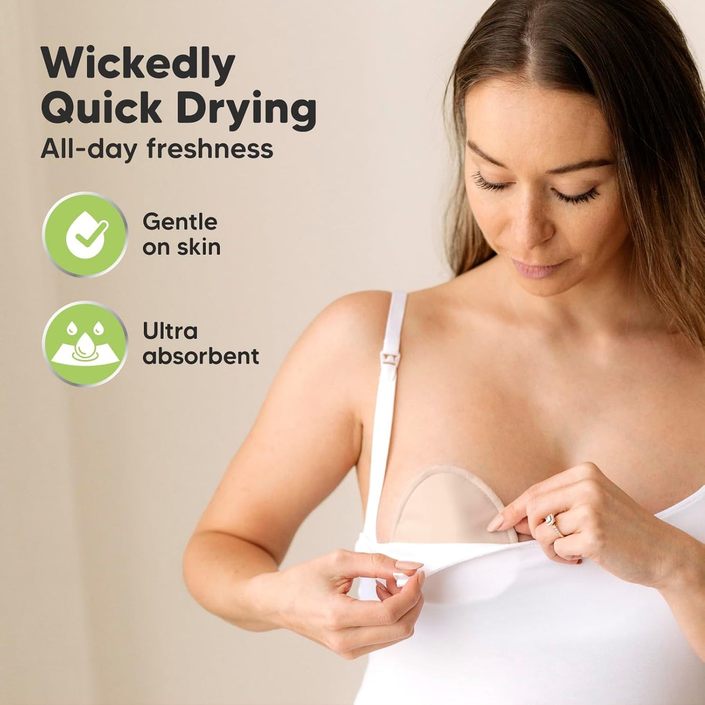 14-Pack Organic Nursing Pads - Washable Breast Pads for Breastfeeding, Nursing Bra Nipple Pads for Breastfeeding, Pumping Bra Reusable Breast Pad, Maternity Breastfeeding Bra Pad (Bare Beige, L 4.8")