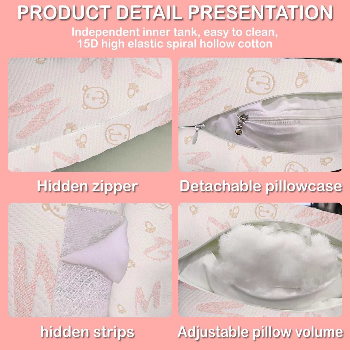 Pregnancy Maternity Pillow for Sleeping, Support for HIPS, Backs, Legs, with Detachable and Adjustable Cover