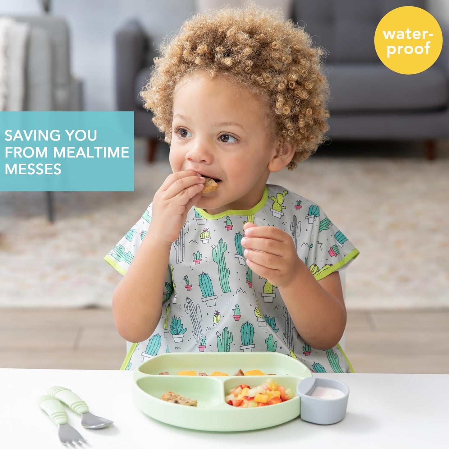 Bumkins Bibs - Toddler Bibs, Waterproof, Large for 1-3 Years, Short Sleeve