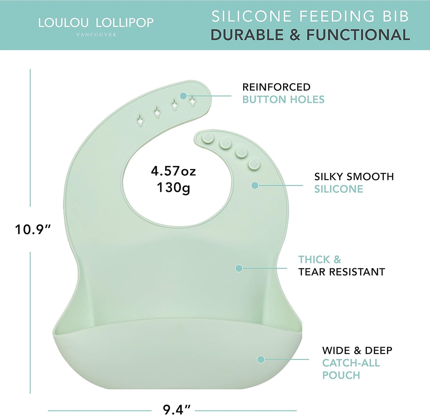 Loulou Lollipop Soft, Waterproof Silicone Feeding Bib