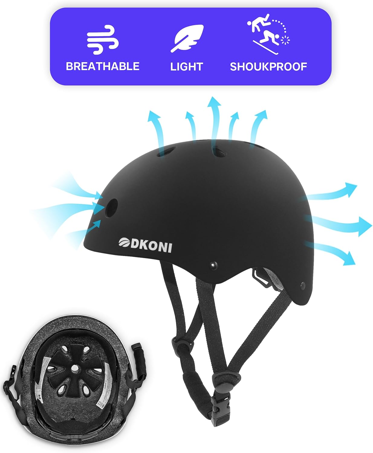 Kids Bike Helmet, Adjustable and Multi-Sport, from Toddler to Youth, 3 Sizes