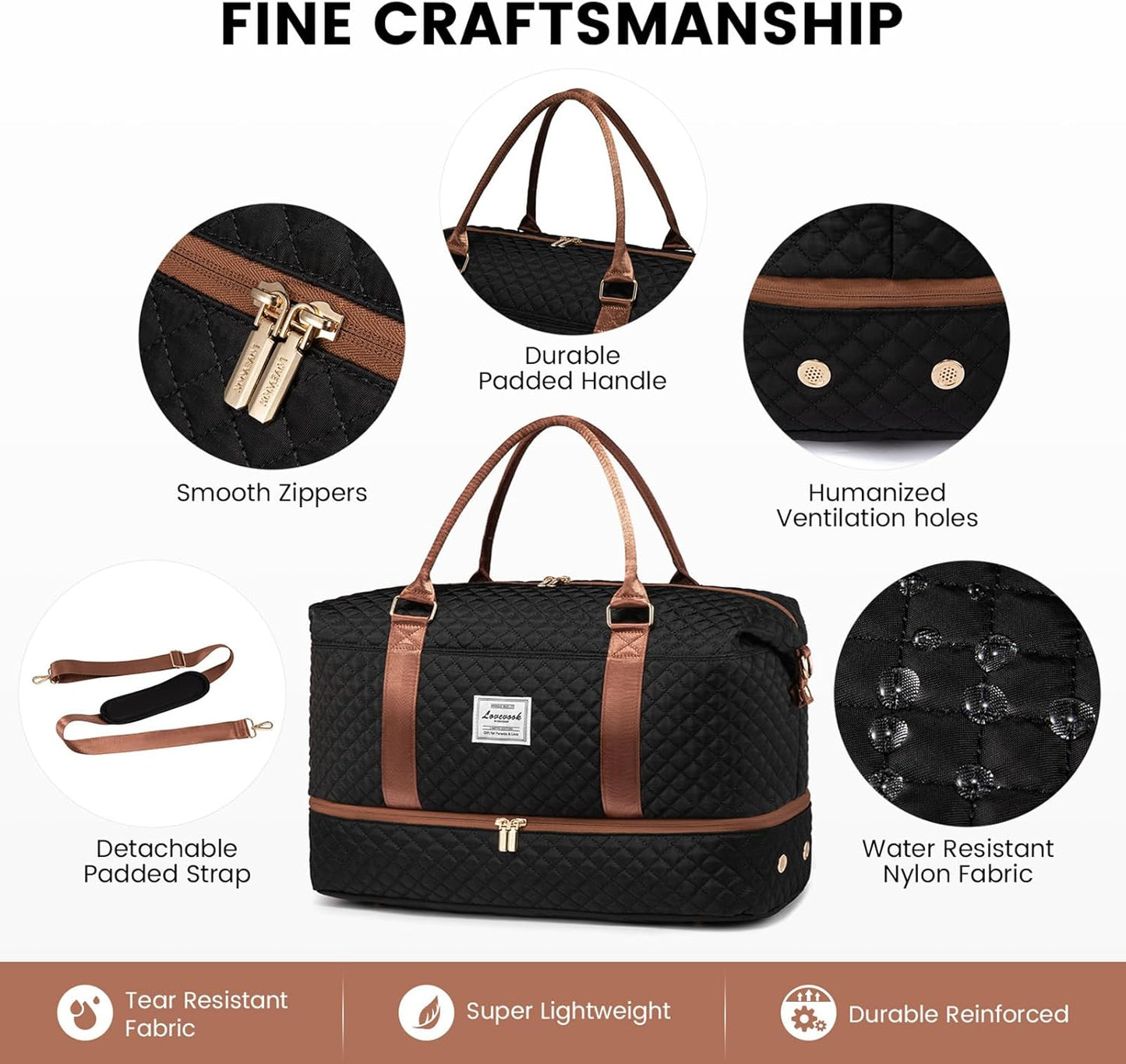 LOVEVOOK Travel Duffle Bag,Weekender Bags for Women with Shoe Compartment,Carry on Overnight Bag with Toiletry Bag,Gym Duffel Bag with Wet Pocket, Hospital Bags for Labor and Delivery