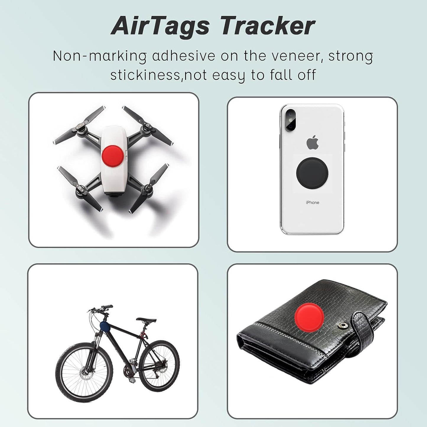 LiZHi Case for Apple Airtag Holder Cover Airtag Sticker Stick on Adhesive Mount Silicone for Tv Remote Car Phone 2 Pack,Black