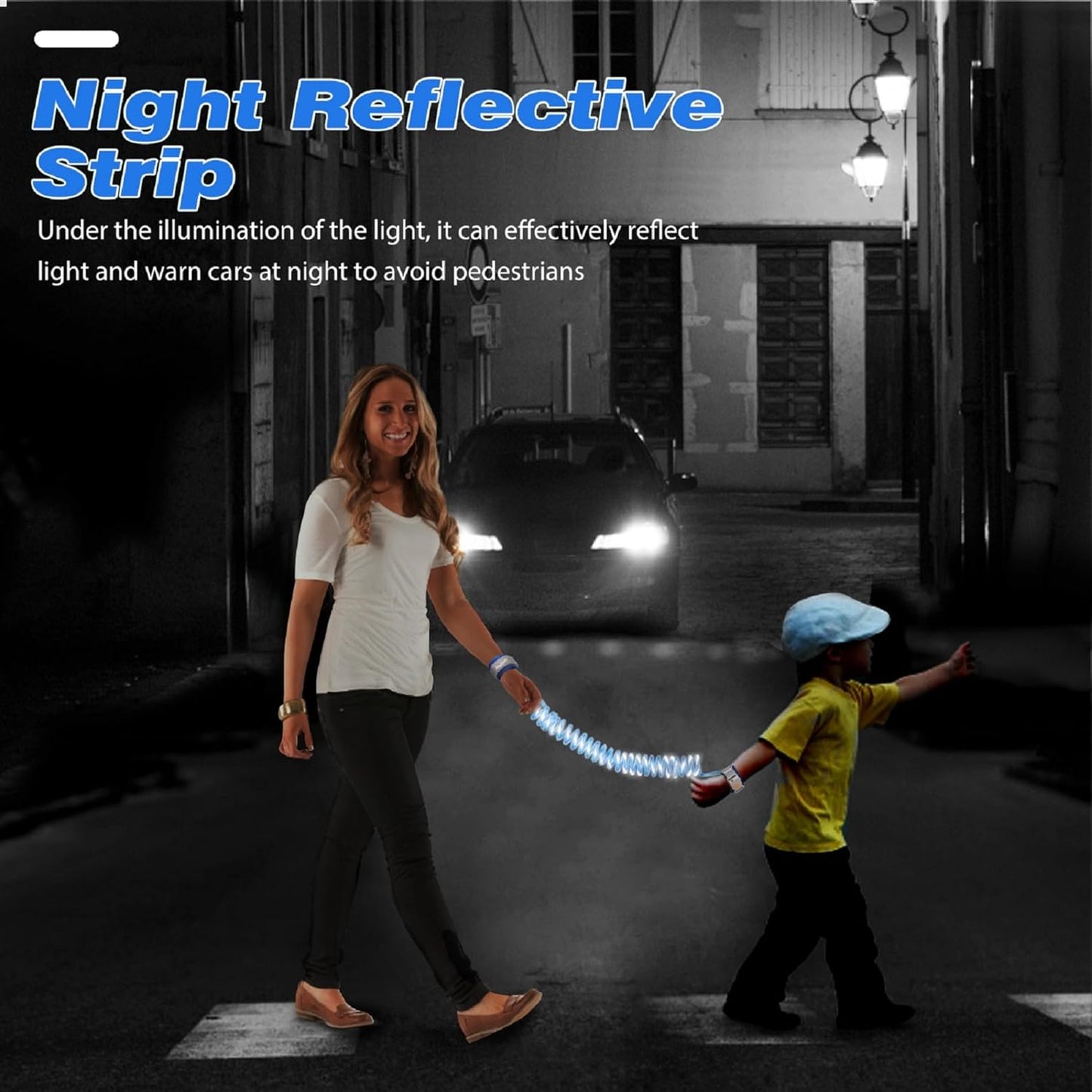 Zooawa Toddler Leash, Toddler Kids Harness Anti Lost Wrist Link with Magnetic Lock, Reflective Safety Baby Child Walking Wristband Leash for 2,3,4 Years Old Boys Girls, Blue