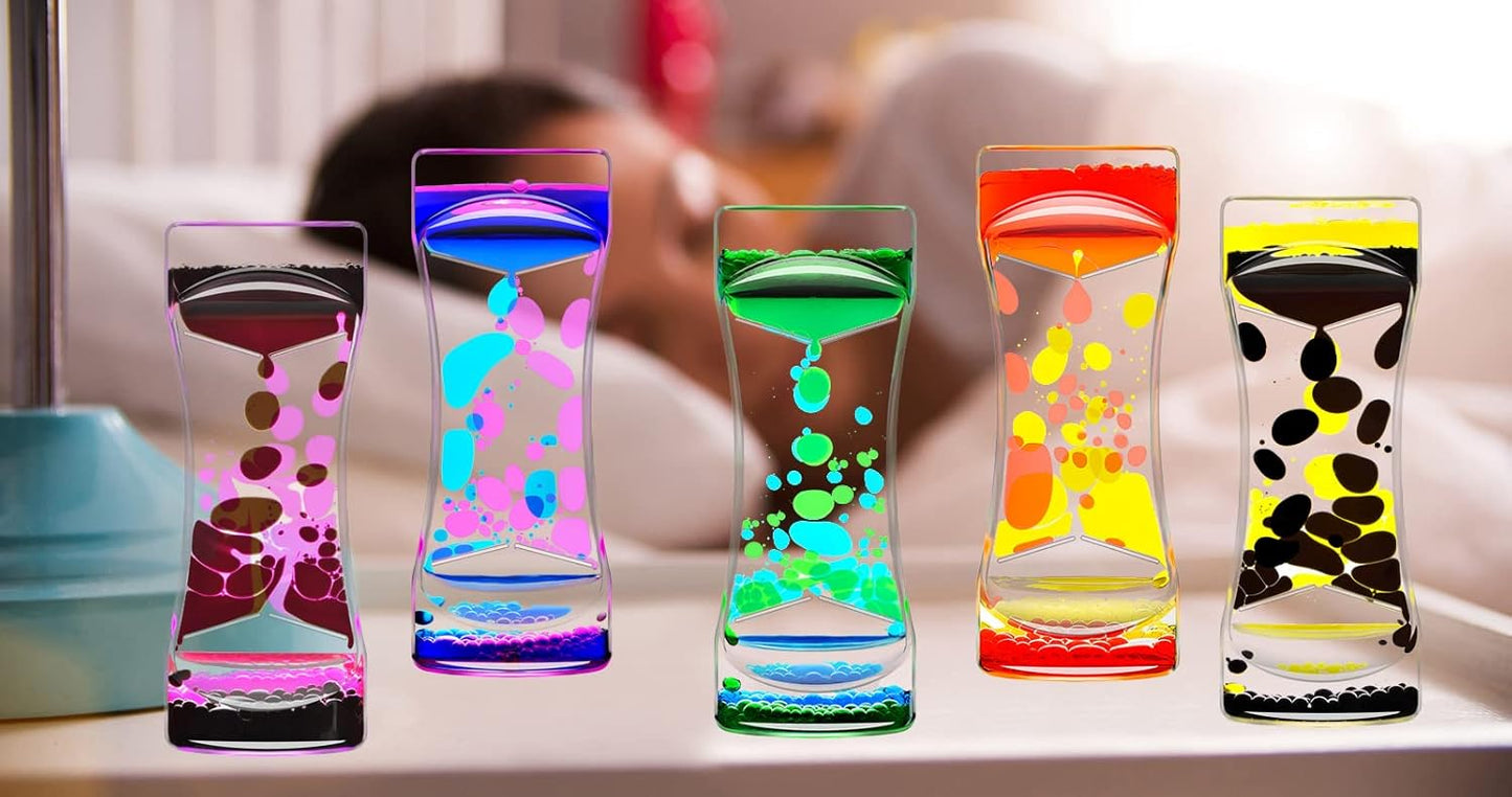 Black Pink Liquid Motion Bubbler Timer Set of 1 for Sensory Toys, Drop Oil Water Fidget Liquid Timer for Autism Toys, Relaxing Activity, Home Office Desk Toys, Holiday Stocking Filler Gift