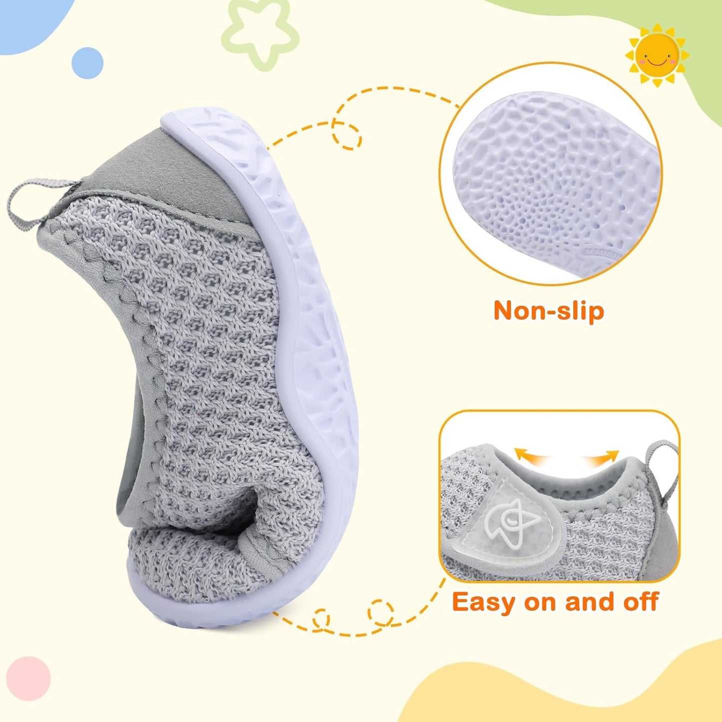 LeIsfIt Baby Shoes Boys Girls First Walking Shoes Non-Slip Infant Sneakers Lightweight Slip-on Crib Sneakers for First Walkers