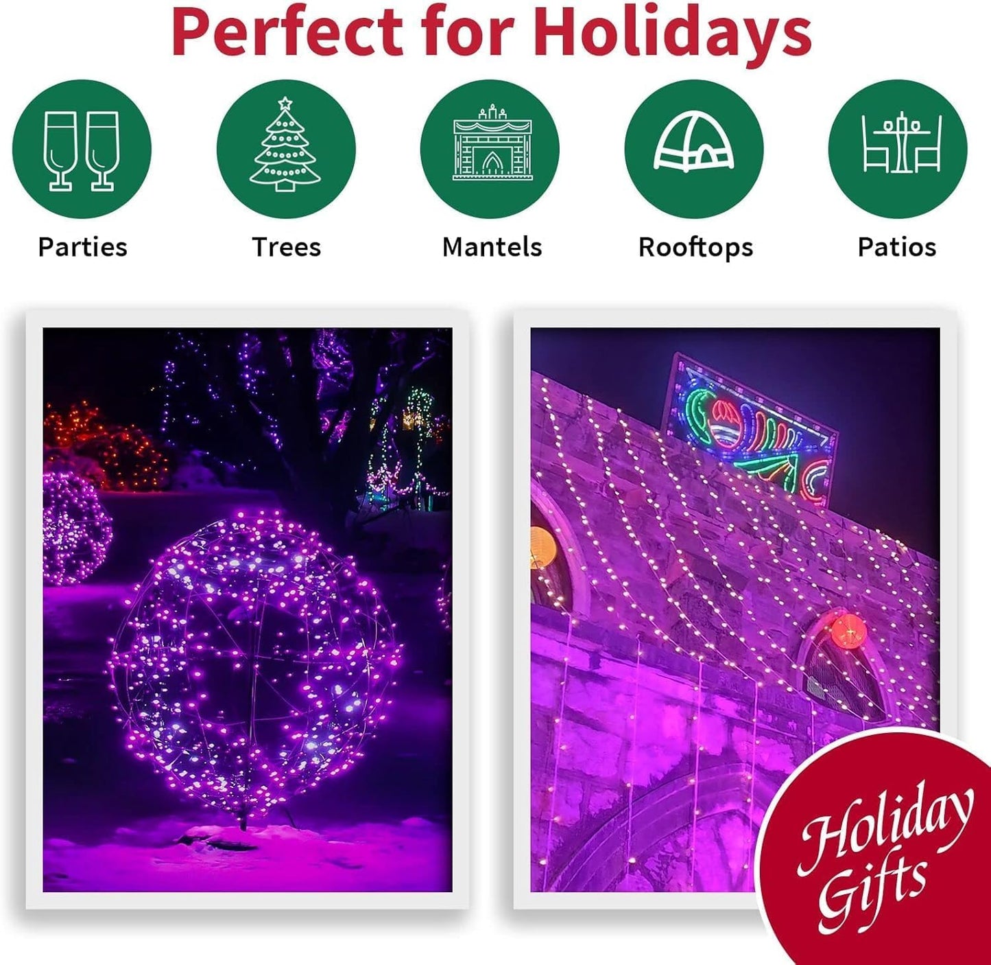 66ft Halloween Decorative Mini Lights, 200 LED Green Wire Fairy Starry String Lights Plug in, 11 Lighting Modes, for Halloween Decoration Outdoor Xmas Tree Party Decoration (Purple)