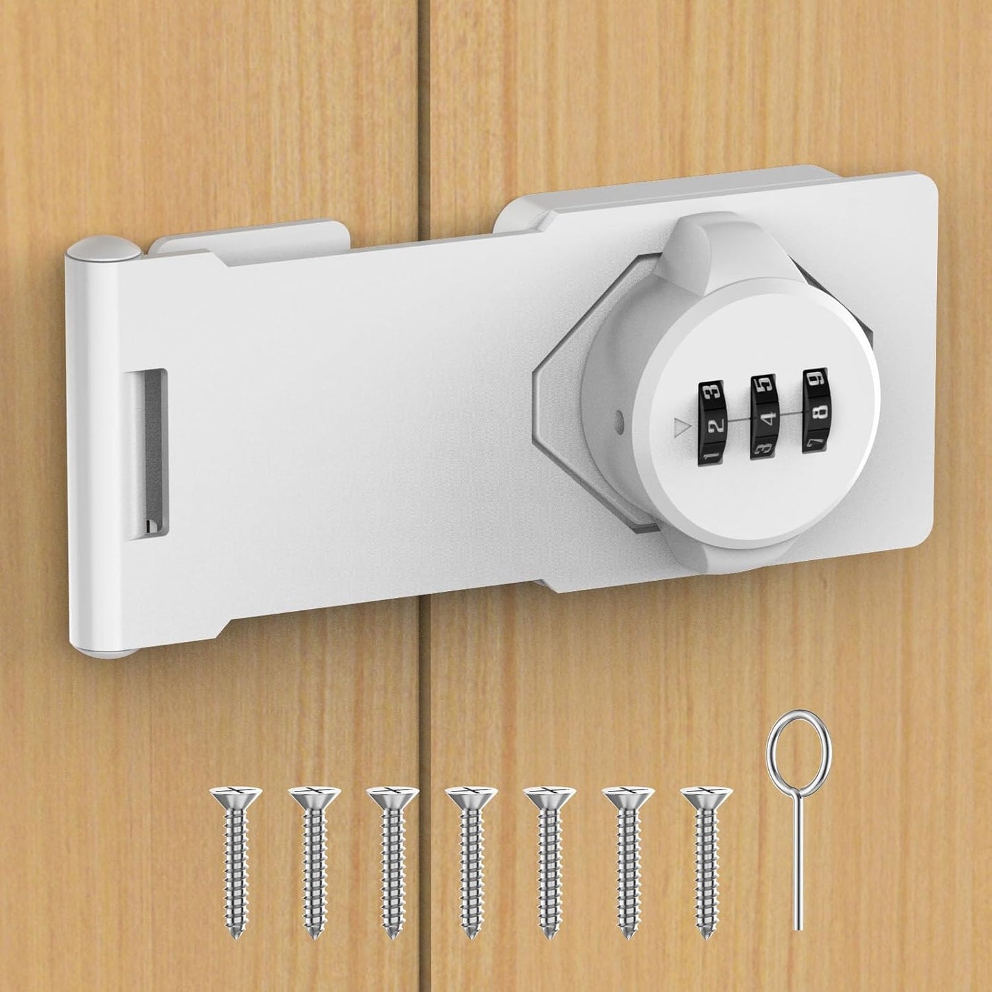 Mechanical Password Rotary Hasp Locks, Cabinet Locks with Combination, Door Security Gate Locks for Small Doors, Cabinets, Barn Door, Bathroom, Outdoor, Closet, Fence (White)