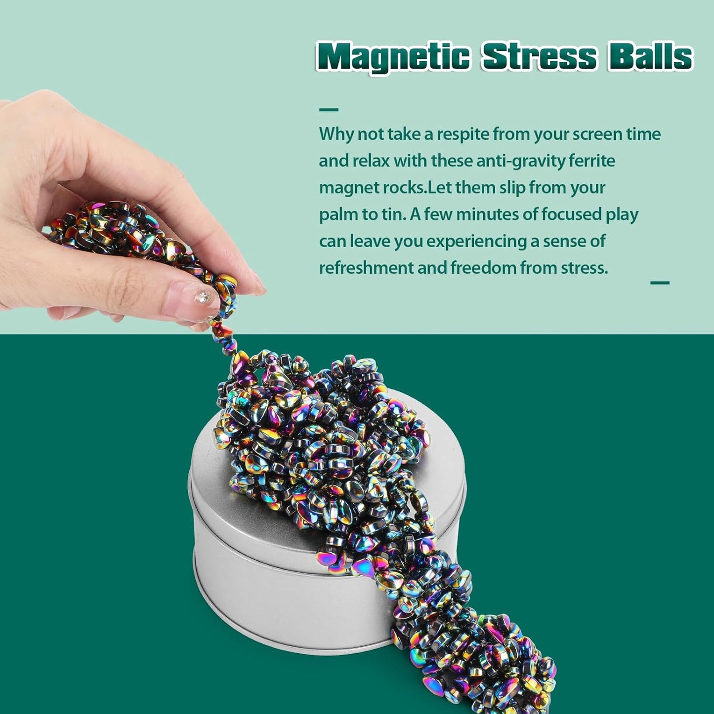 Magnetic Putty Over 1000 Weak Magnetic Beads Fidget Ferrite Putty Crags Magnetic Stones Fun Quiet Magnetic Balls Fidget Toys for Office and Desk (Colorful)