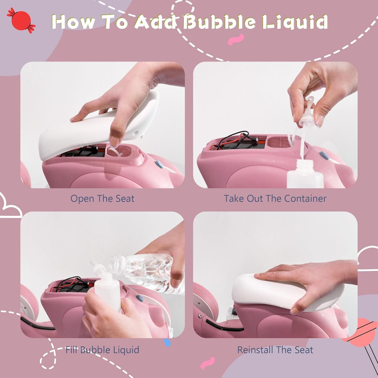 6V Electric Baby Balance Bike with Bubble Machine,4 in 1 Toddler Balance Bike w/Remote Control for 1 Year Old Boys Girls Kids Bubble Bike Ride on Toys w/Powered Motor,Music,LED Lights (Pink)