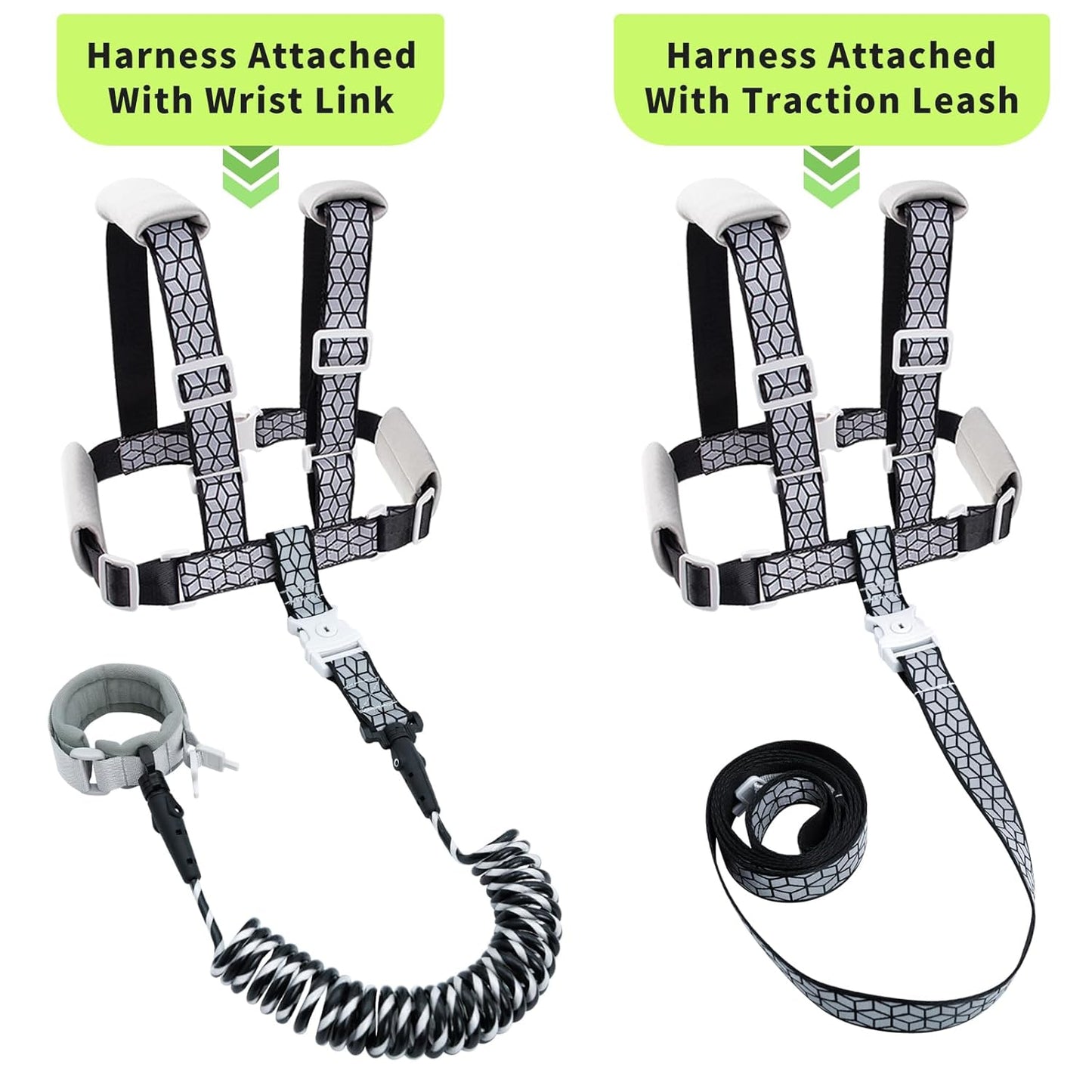 Toddler Leashes + Anti Lost Wrist Link for Kids, 4 in 1 Kid Harness Backpack Leash for Girls Boys, Reflective Kids Anti Lost Leash Cute Baby Harness Belt Strap Foldable Child Safety Leash for Park Zoo