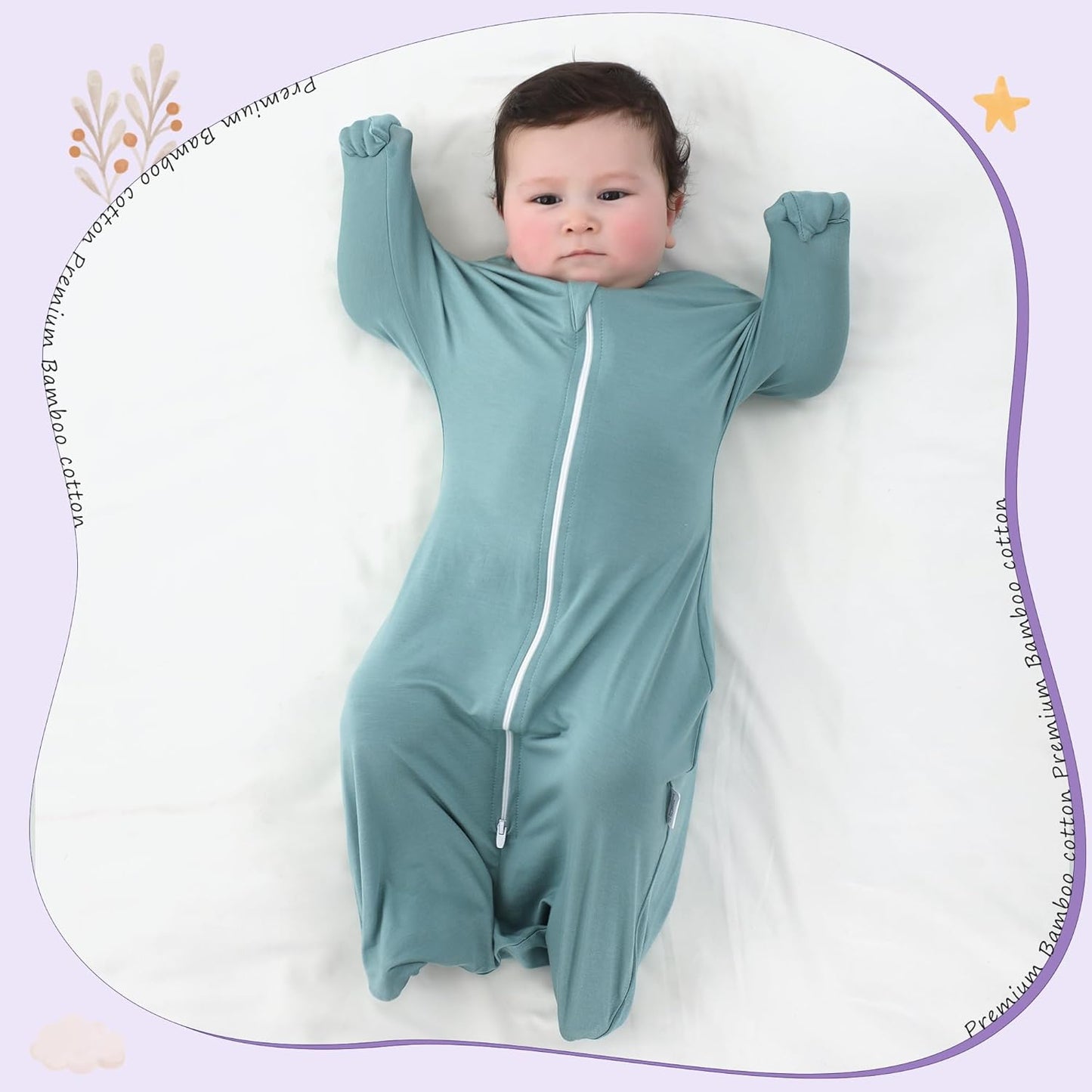 PuppyPaws Baby Sleep Sack, Transition Swaddle, Sleep Sack 9-15 Months, Wearable Blanket Baby with 2-Way Zipper, Swaddles for Newborns Summer, 95% Rayon derived from Bamboo, 5% Spandex