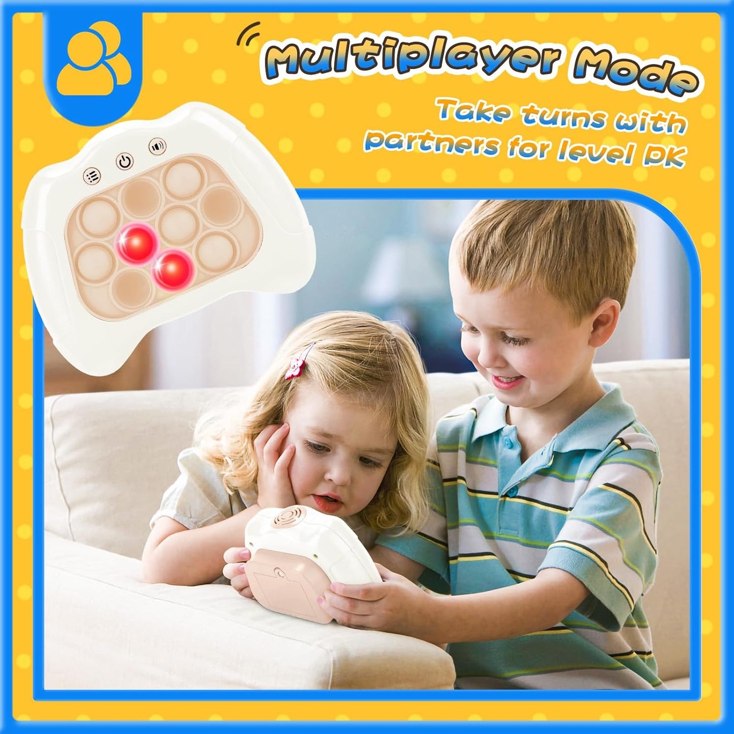 Fast Push Bubble Game, Light-up Pop Game Fidget Toys for Kids and Adults, Electronic Handheld Quick Push Bubble Game, Stress Relief Toys for 6 7 8 9+ Year Old Boys & Girls (White)