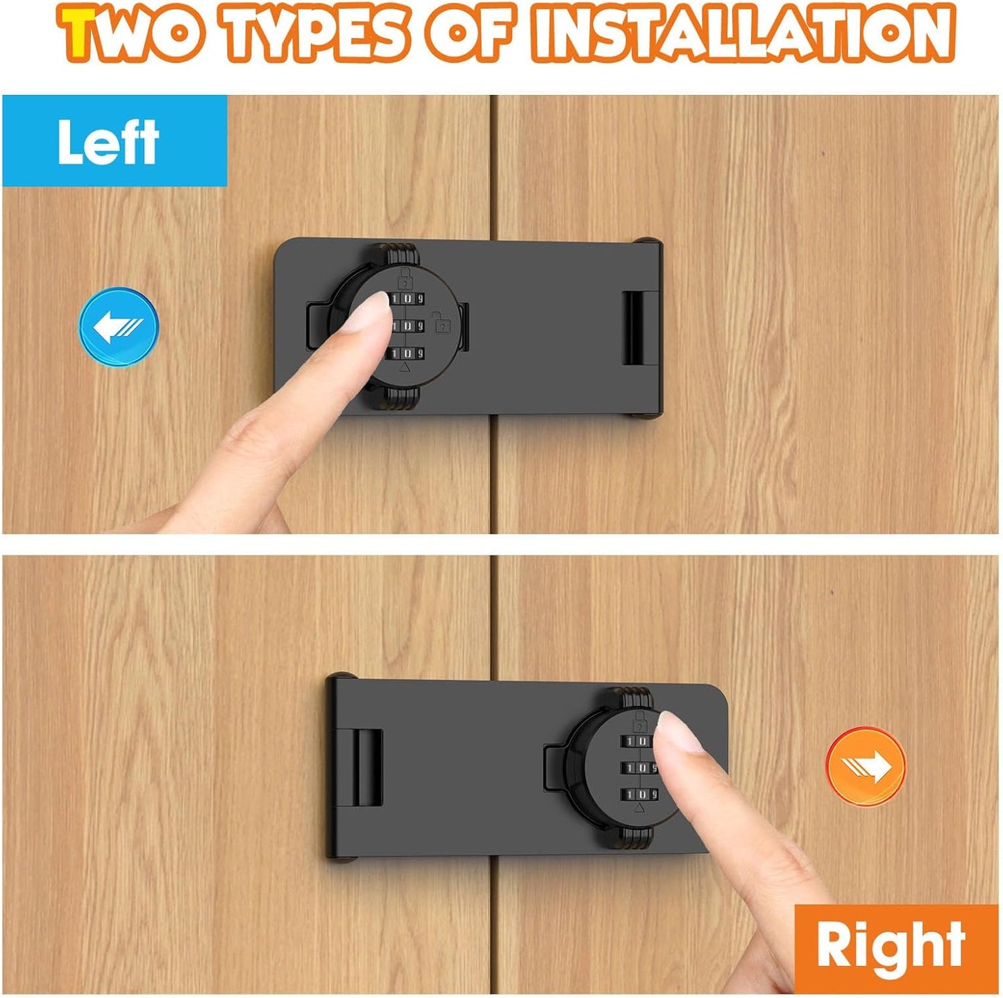 3-Digit Combination Cabinet Lock, 4.5" Keyless Safety Drawer Lock for Lockers, Small Doors, Closets, Storage, Office (2, Black)