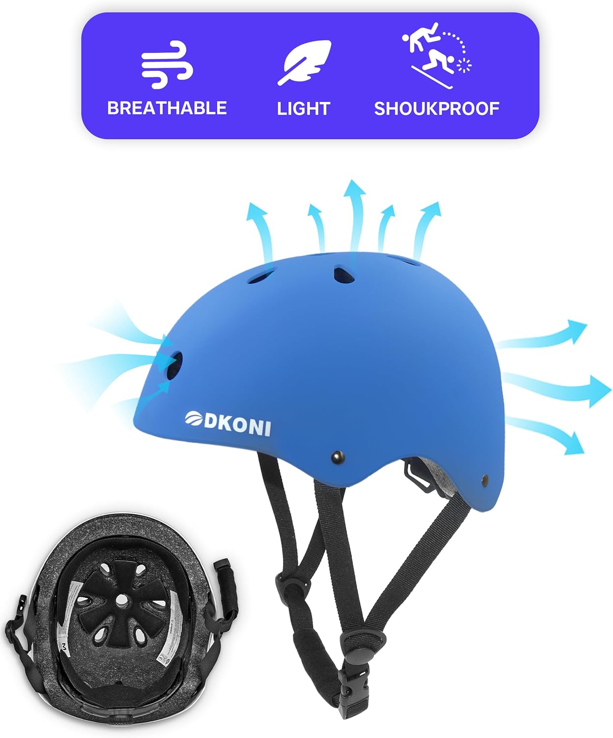 Kids Bike Helmet, Adjustable and Multi-Sport, from Toddler to Youth, 3 Sizes