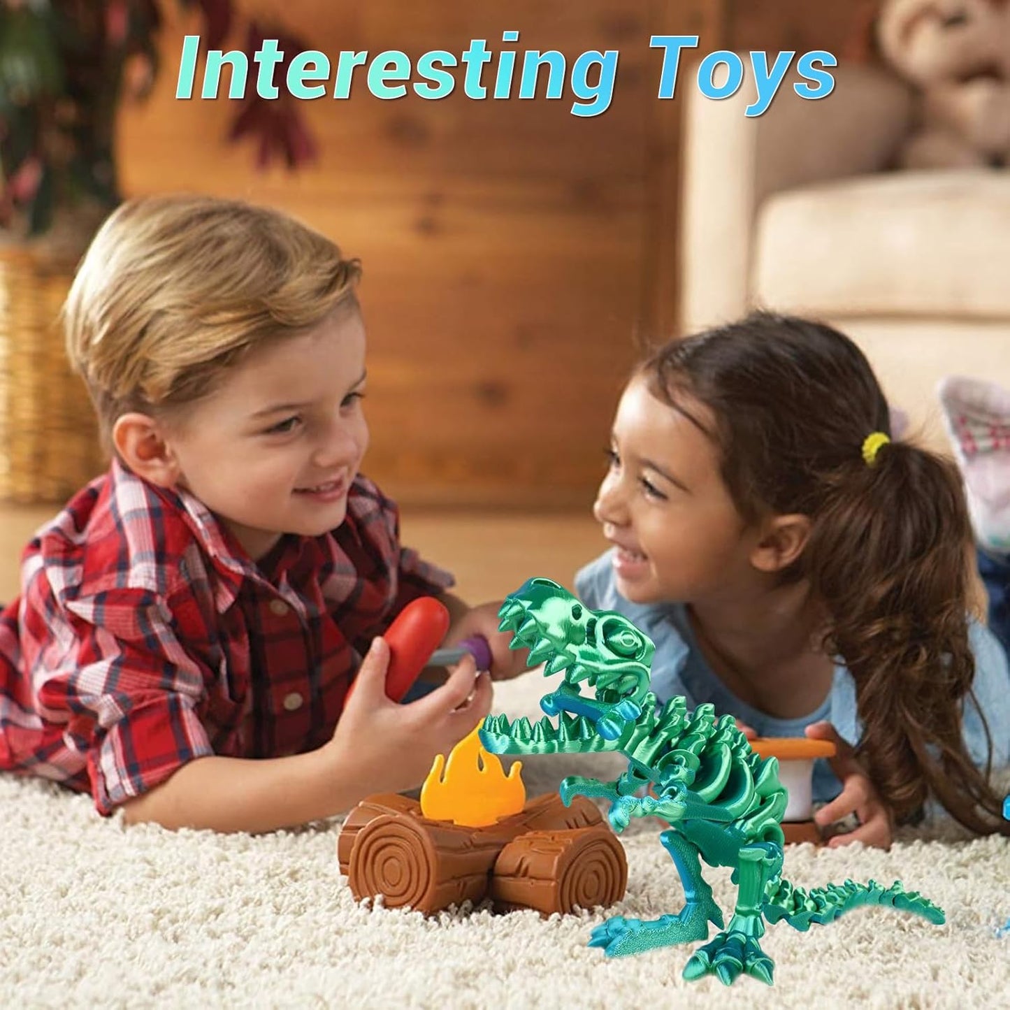 3D Printed Dinosaur Bones Tyrannosaurus Rex Skeleton with Movable Joints, 3D Model Skull T-Rex, Flexible Articulated Dinosaur Fidget Toys Adults for Autism/ADHD