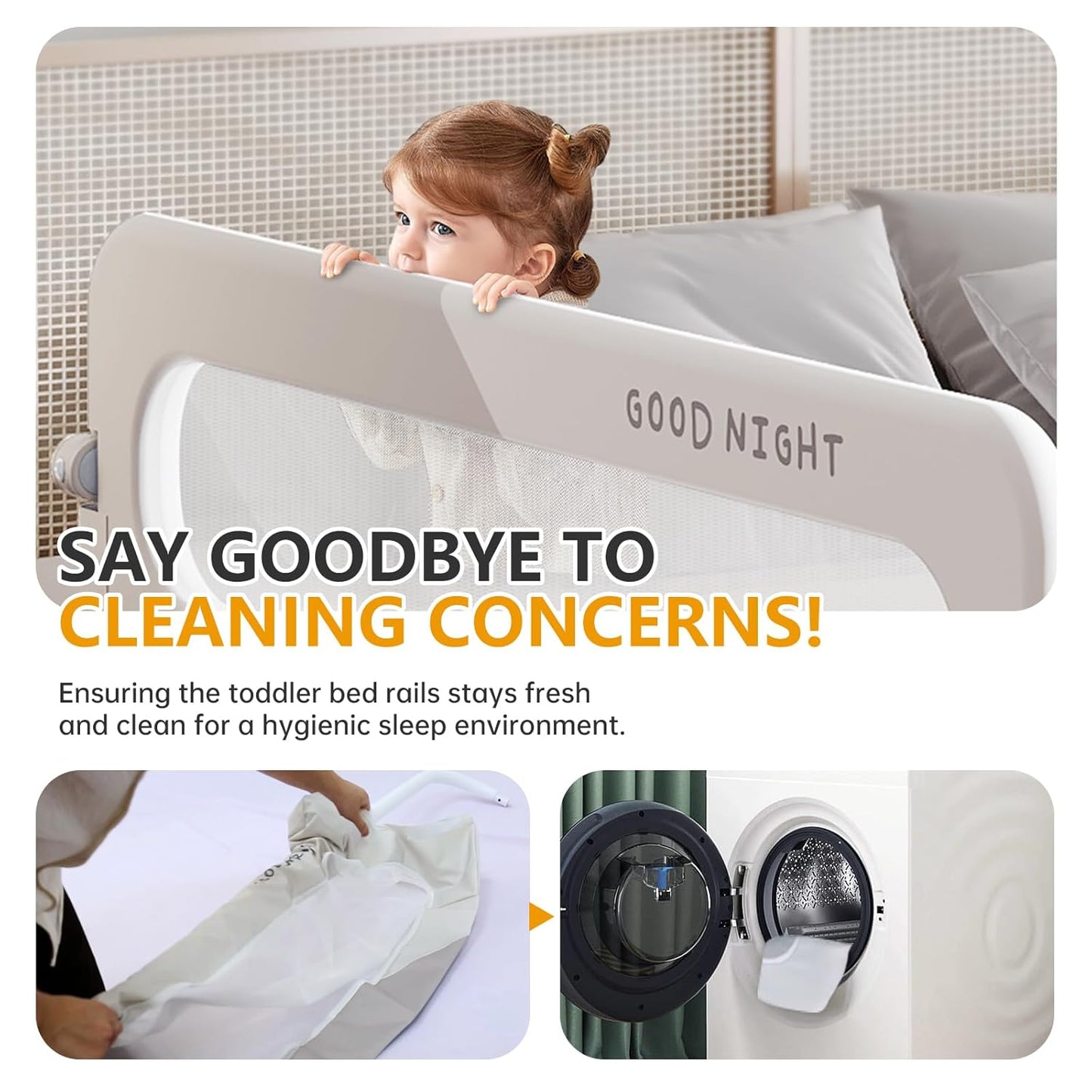 Foldable Toddler Bed Rails - Kids Guard Bumper for Crib Safe Bed Side Rail for Twin Queen King Full Size Beds 32inch