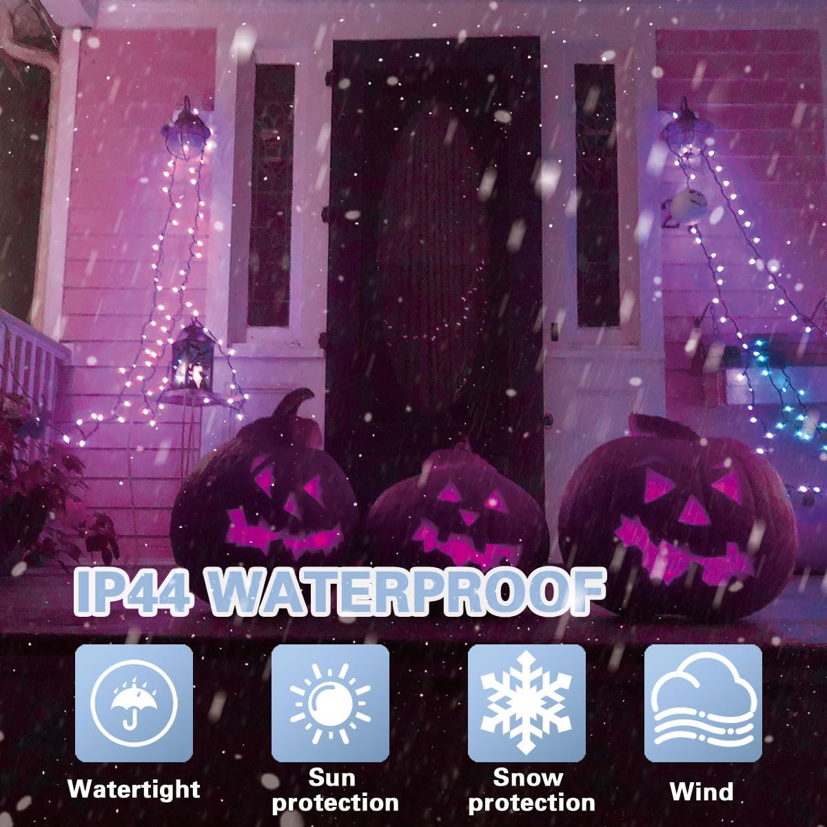 66ft Halloween Decorative Mini Lights, 200 LED Green Wire Fairy Starry String Lights Plug in, 11 Lighting Modes, for Halloween Decoration Outdoor Xmas Tree Party Decoration (Purple)