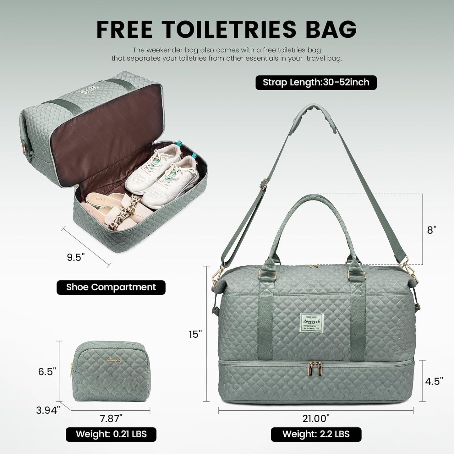 LOVEVOOK Travel Duffle Bag,Weekender Bags for Women with Shoe Compartment,Carry on Overnight Bag with Toiletry Bag,Gym Duffel Bag with Wet Pocket, Hospital Bags for Labor and Delivery