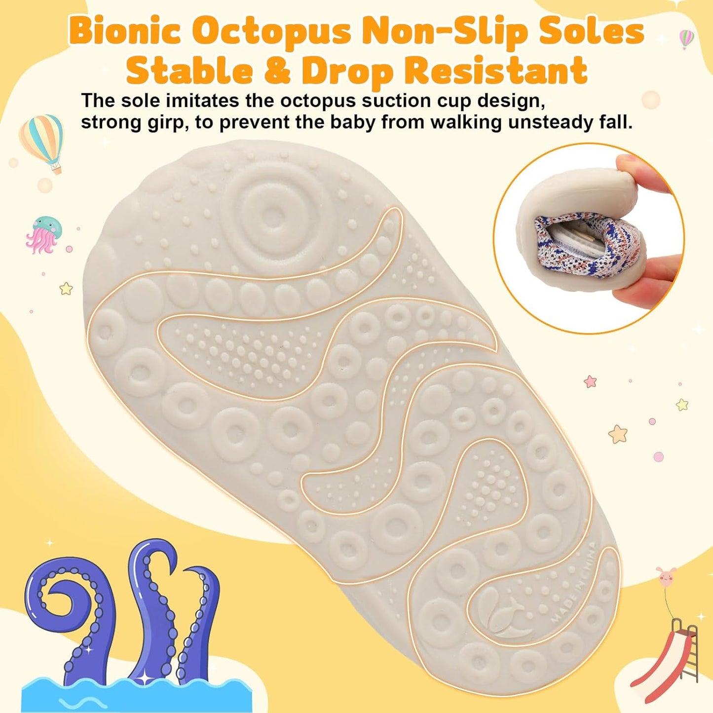 FEETCITY Baby First Walking Shoes Wide Baby Shoes Infant Sneakers Newborn Crib Shoe Barefoot Lightweight Slip On Shoe