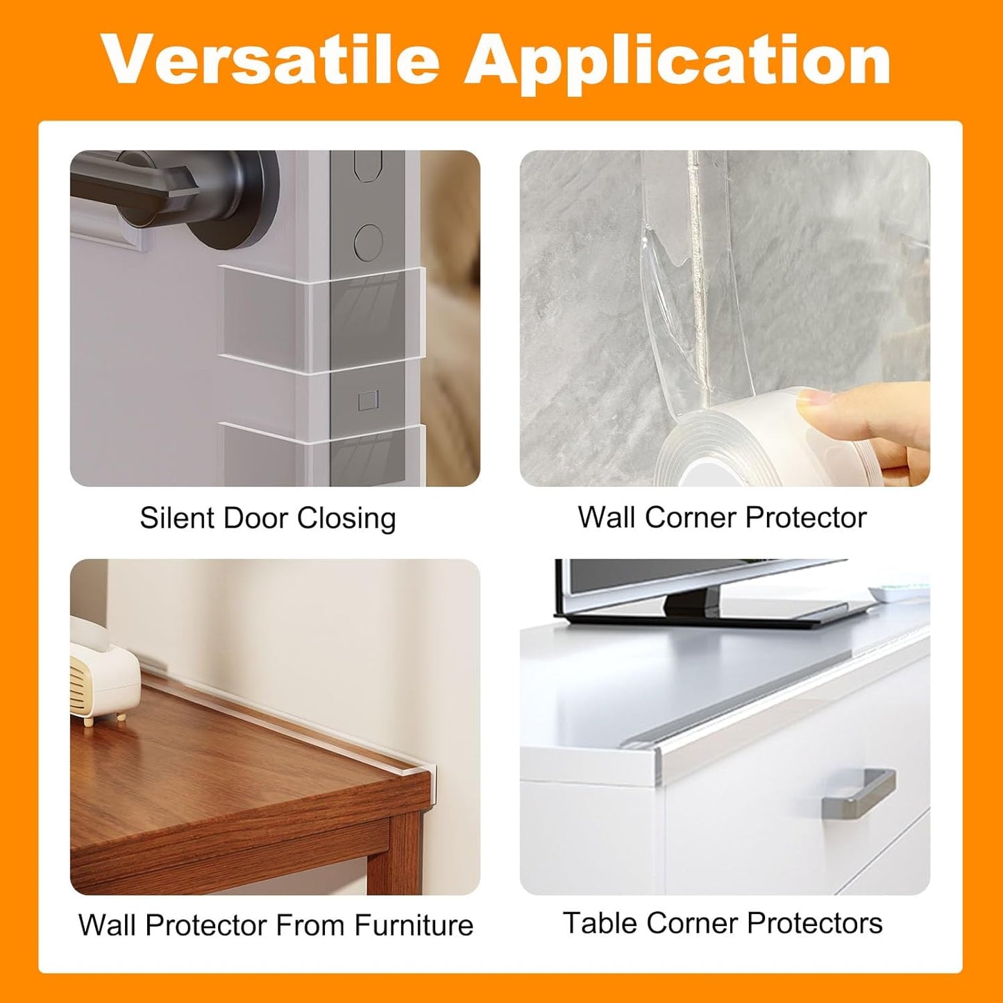 1.18 in x 13.12 FT,Clear Edge Protector Strip Sharp Edge Wrap Cover Tape,Self Adhesive Protective Bumper Guards for Cabinet Door Desk Glass Table Bed Furniture, Kitchen Countertop, Waterproof