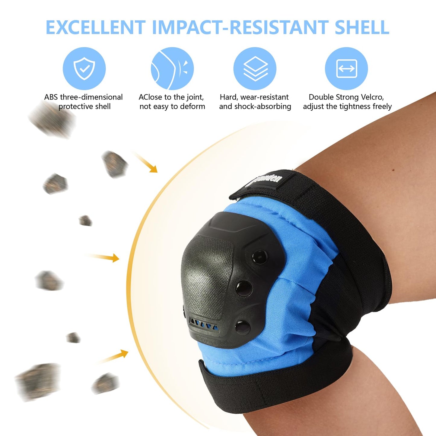 Skateboard Protective Gear Youth Knee and Elbow Pads Set, Wrist Guards for Roller Skating, Blue