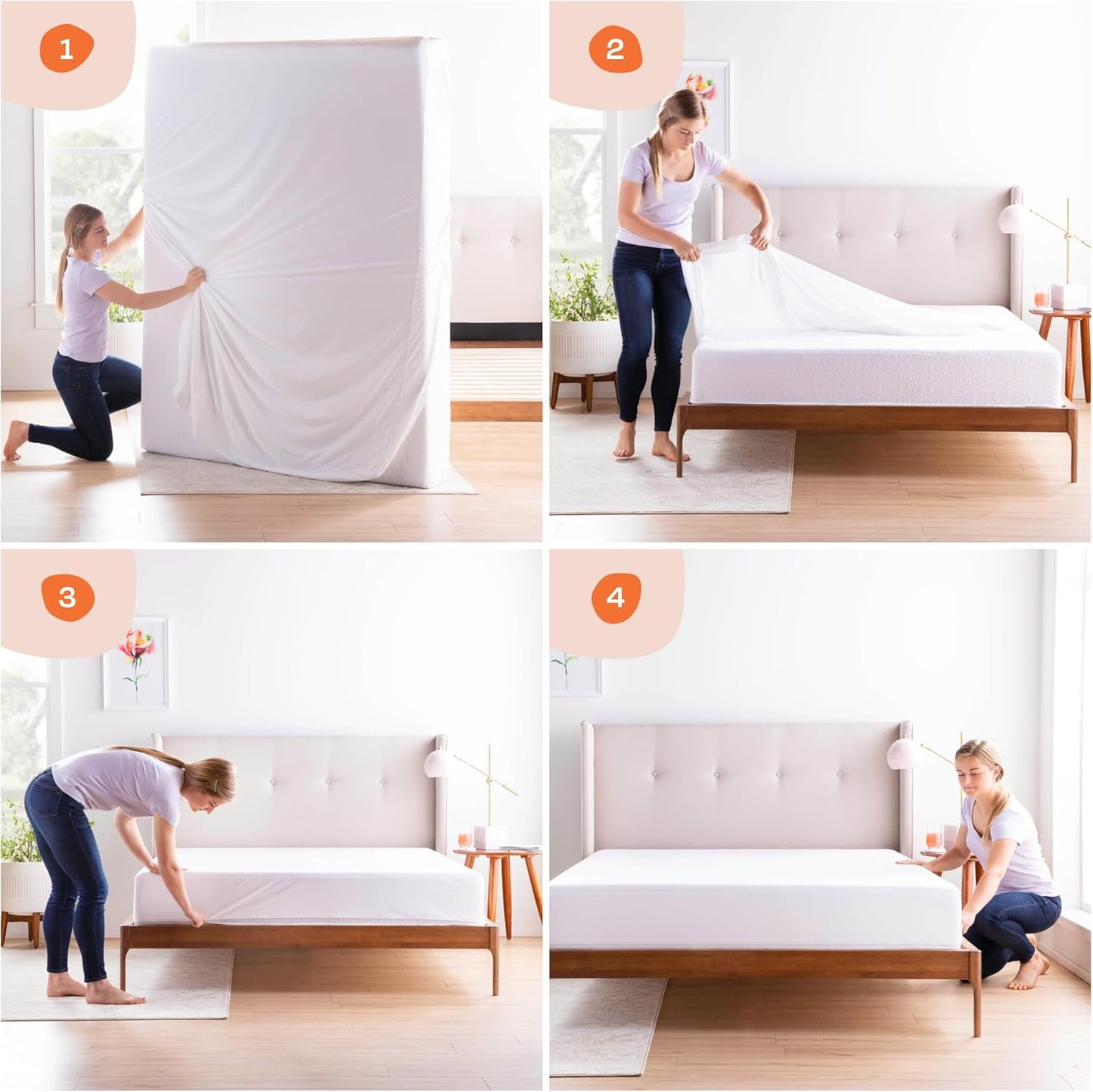 Linenspa Zippered Mattress Encasement – King Size Waterproof Mattress Protector – Quiet Cover & Complete protection – Dorm Room Essentials, White