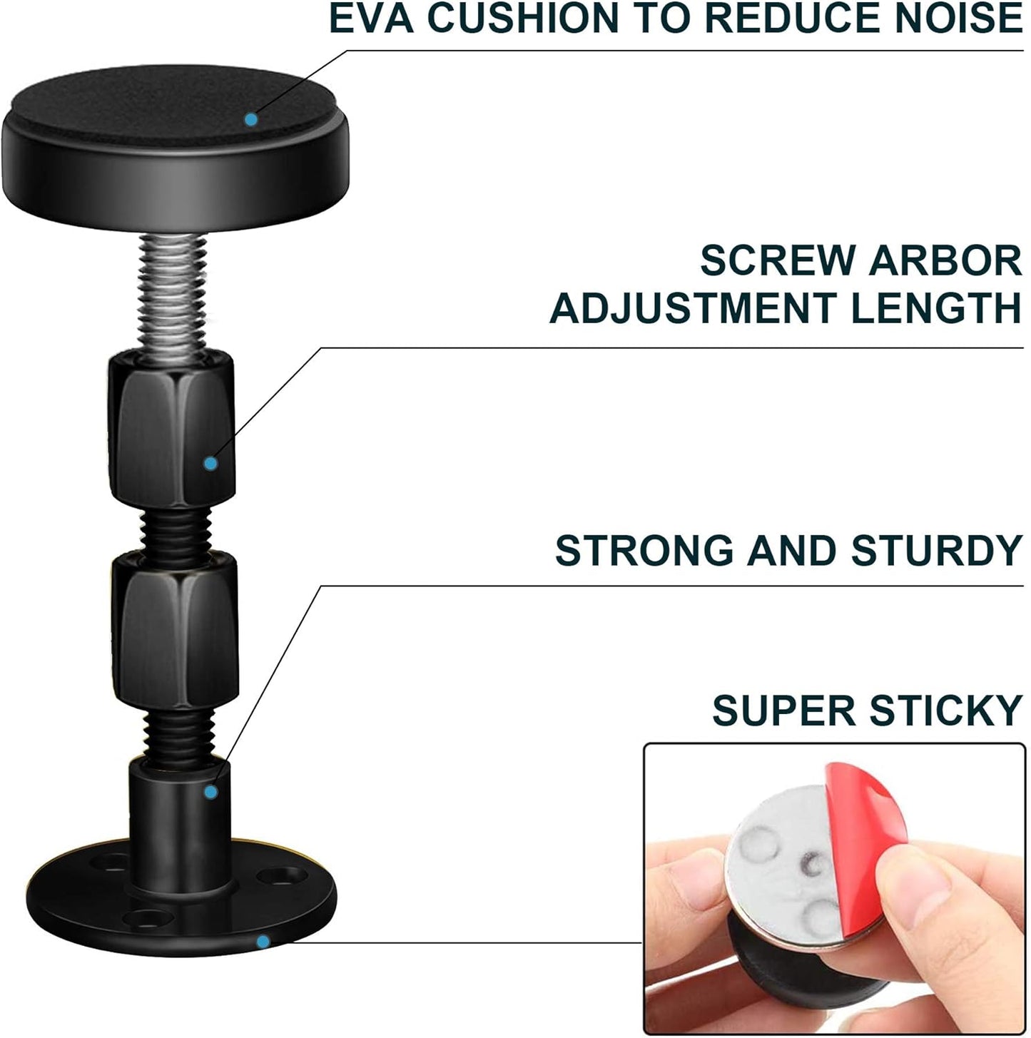 Neatbuddy 4PCS Black Adjustable Bed Frame Anti-Shake Tool, Headboard Stoppers with Free Furniture Pads and Screws, No More Creaking, Protect The Wall from Banging, Easy to Install (1.18"-3.54")