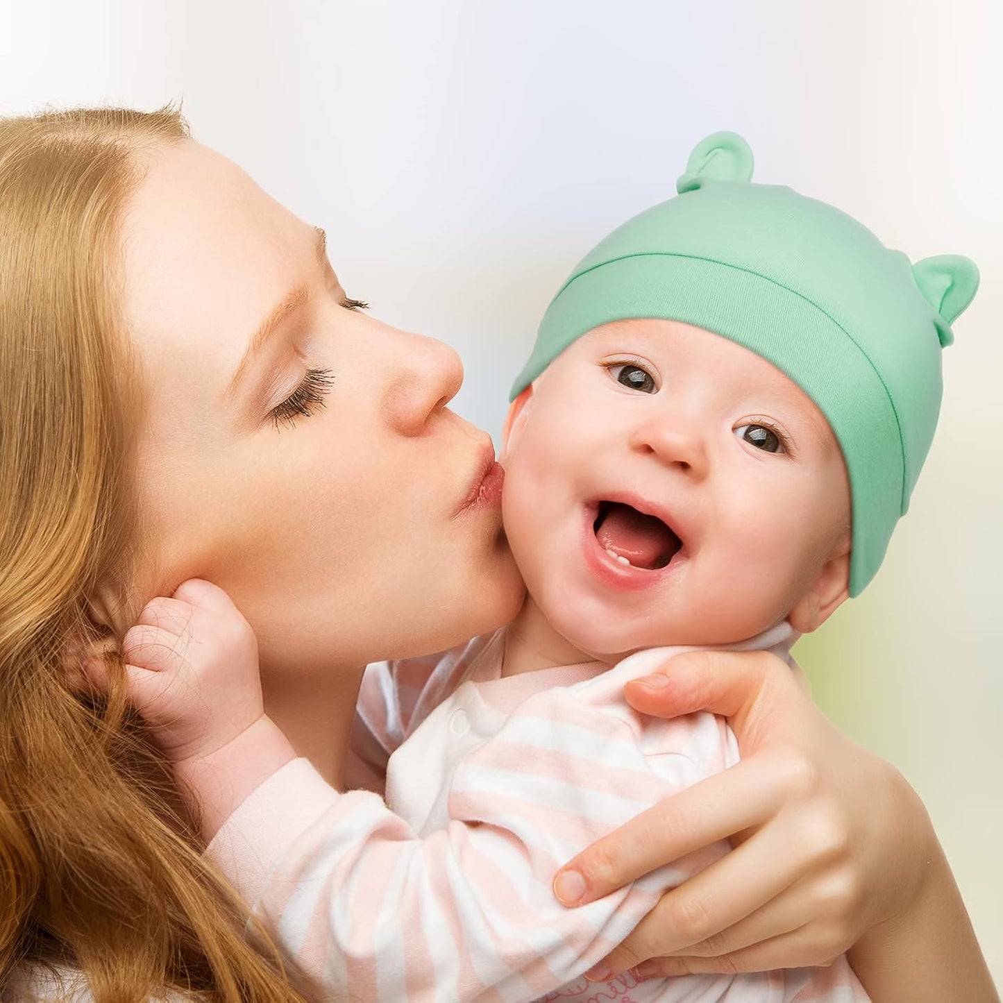 Geyoga 6 Pieces Newborn Baby Hat Bear Ears Infant Caps Baby Boy Girl Toddler Hats Infant Beanie Caps for 0-3 Months