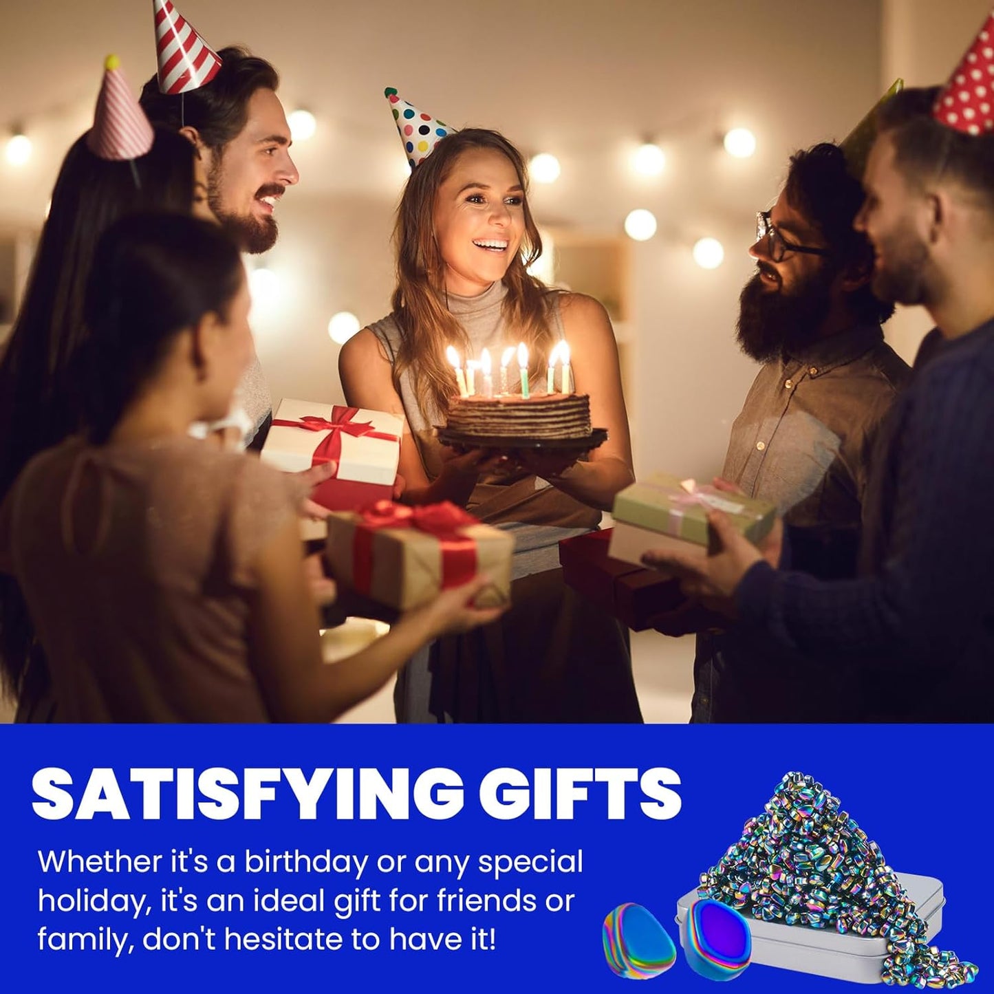 Magnetic Balls Over 1000 PCS Mini Rainbow Magnetic Putty, with 2 Big Smooth Magnetic Beads, Fidget Toys for Adult, Weak Ferrite Putty Desk Toys for Office (Colorful)