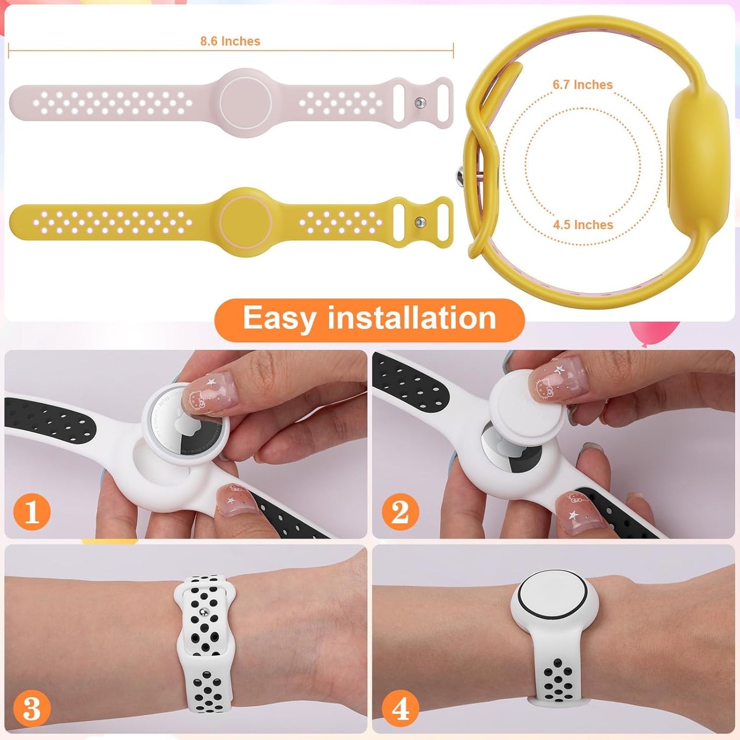 Waterproof Bracelet Compatible with AirTag for Kids (2 Pack), Protective Case GPS Tracker Holder for Child with Full Coverage Hidden Design, Soft Silicone Anti-Lost Wristband Cover for Toddler YPPW