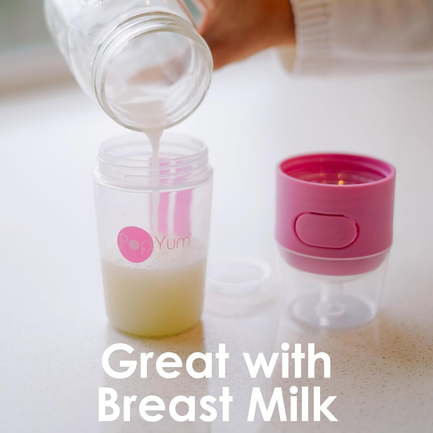 PopYum 9 oz Pink Anti-Colic Formula Making/Mixing/Dispenser Baby Bottles, 2-Pack with #2 Medium Flow Nipples, 260 ml, BPA-Free, Natural Latch